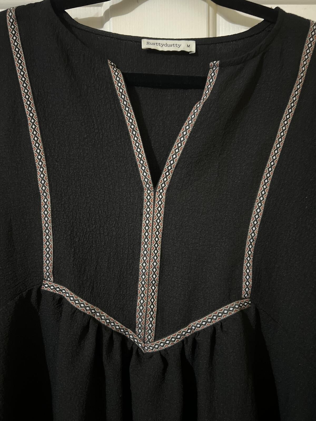 Other Rusty Dusty Black Bohemian Style Dress Embroidered Trim M Size M / US 6-8 / IT 42-44 - 3 Thumbnail
