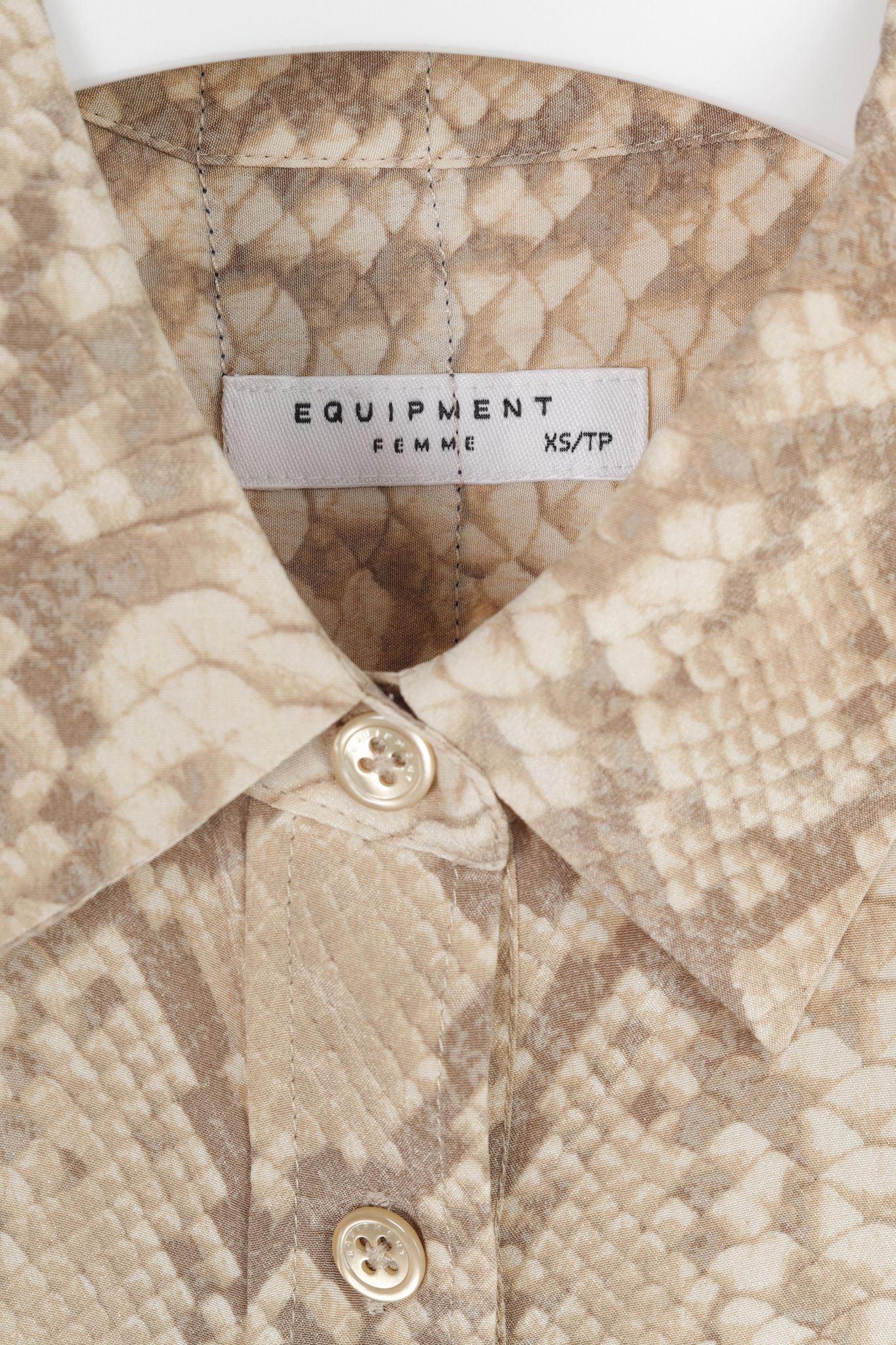 Equipment Equipment Lucida Sand Snake Khaki Long-Sleeve Shift Dress Size XS / US 0-2 / IT 36-38 - 4 Thumbnail