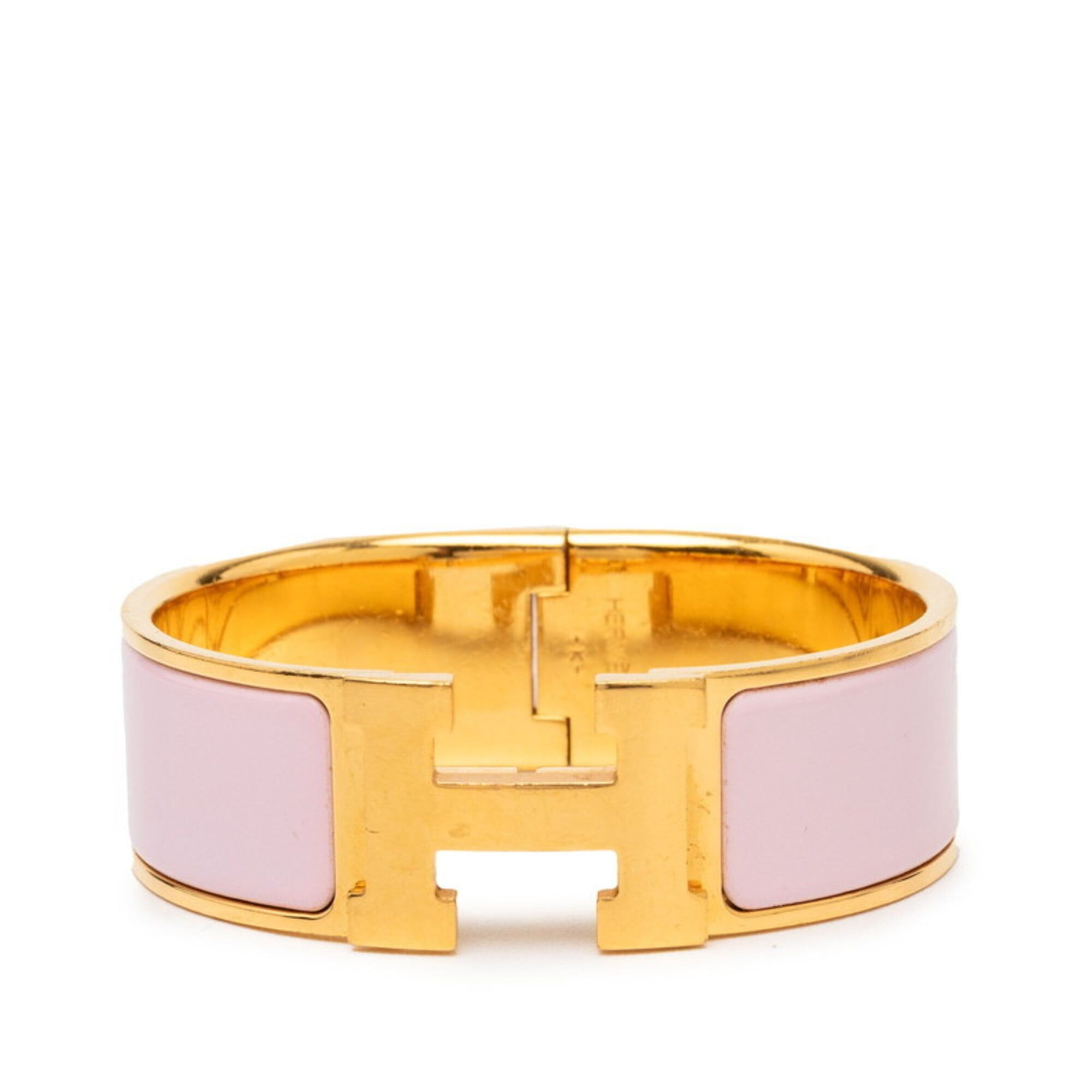 Hermes Hermes Clic Clac H GM Bangle, Gold and Pink Enamel Plated, Women's. Size ONE SIZE - 1 Thumbnail