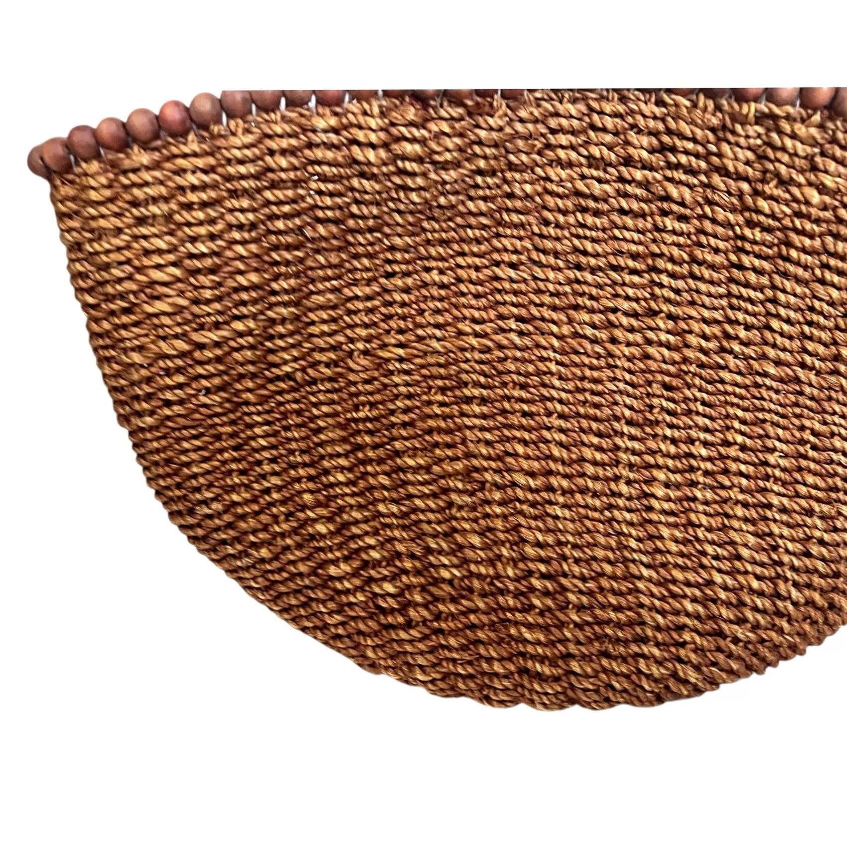 Vintage Straw Woven Tote Purse with Beaded Trim and Handle Brown Boho Summer Shopper Size ONE SIZE - 2 Thumbnail