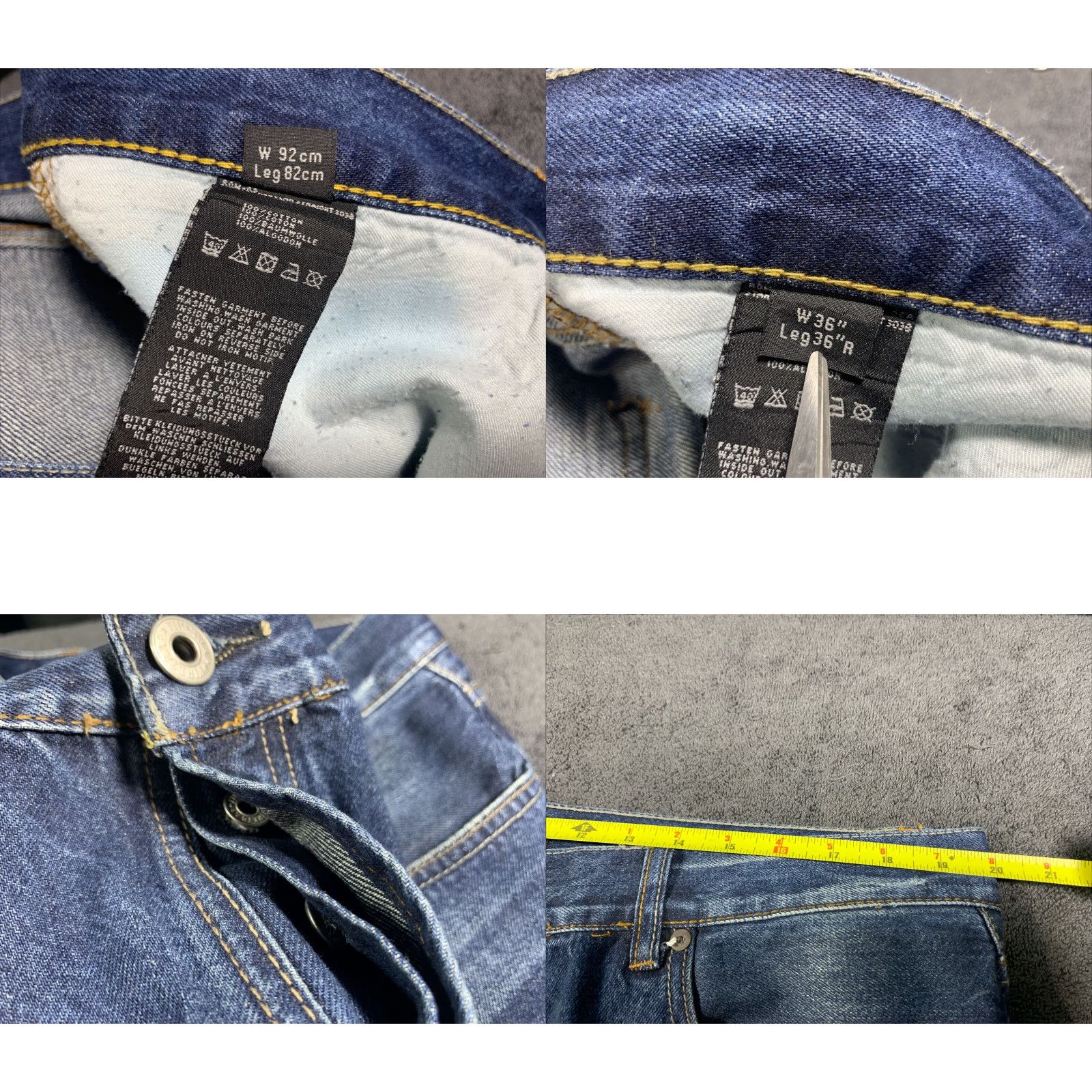 Firetrap VINTAGE Firetrap Distressed Button Fly Jeans 38x33 Blue Straight Leg Mens Size US 38 / EU 54 - 8 Thumbnail