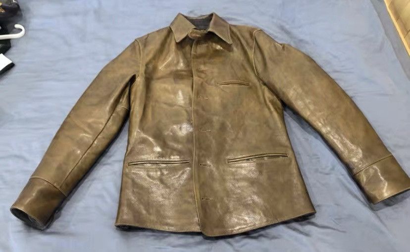 image of Freewheelers Journeyman Brown Brake Leather Jacket, Men's (Size Medium)