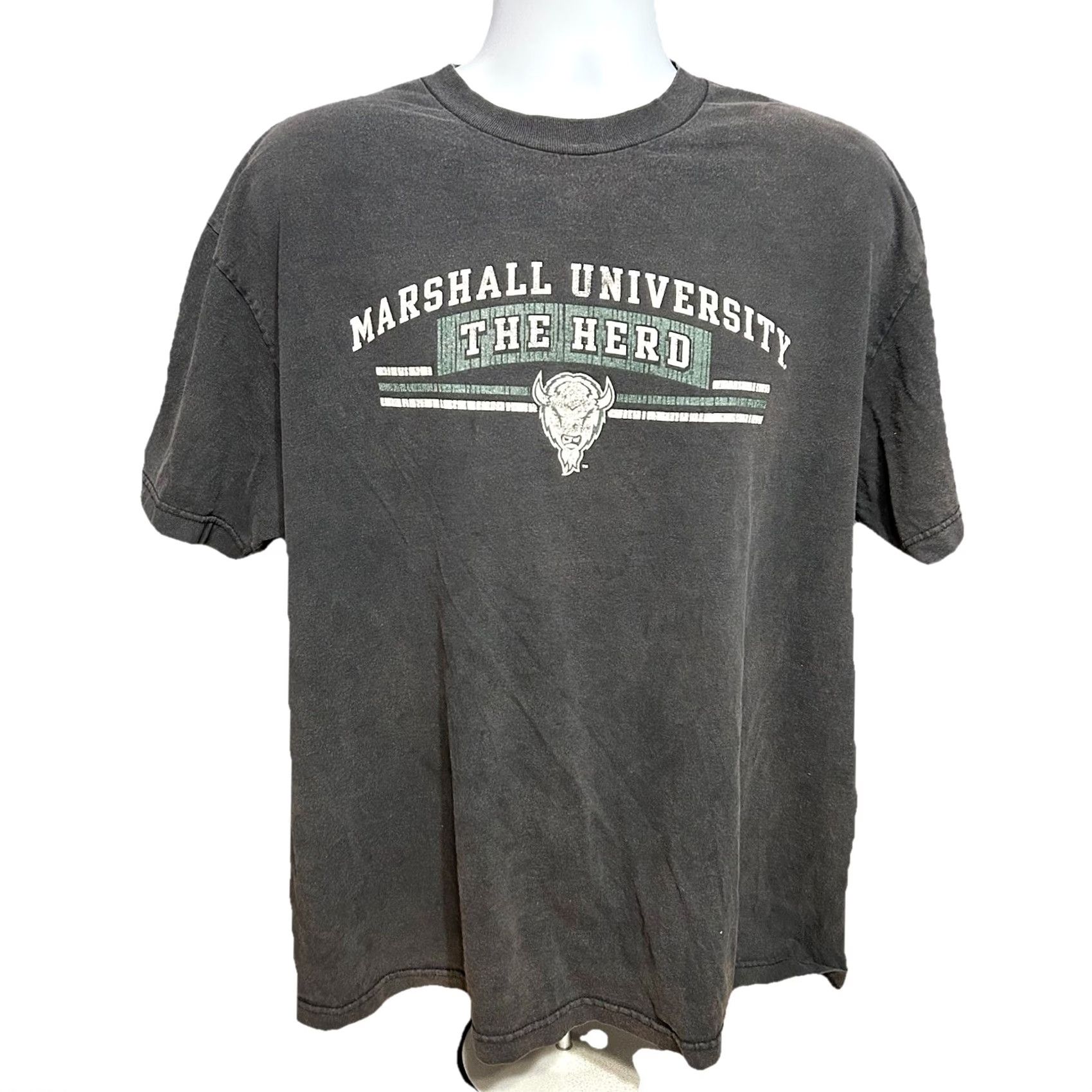 Vintage VTG Marshall University The Heard Short Sleeve Shirt Men XL Black TCX Apparel Size US XL / EU 56 / 4 - 2 Thumbnail