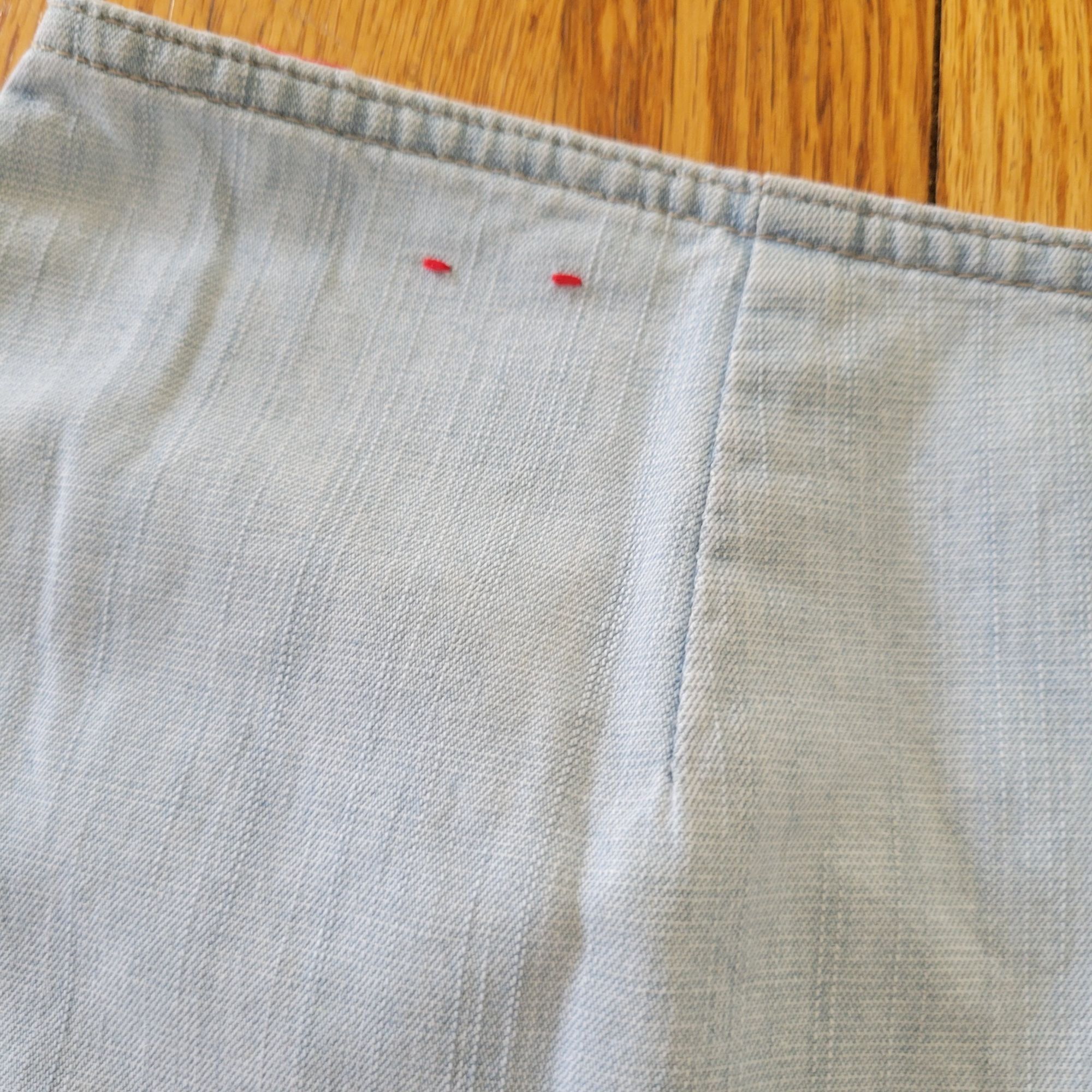 Vintage Zana Di Floral Embroidered Denim Skirt 13 Blue Jean Corset L Size 35" - 6 Thumbnail