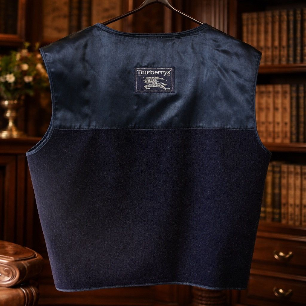 Vintage Burberrys Wool Camel Hair Zip-In Coat Liner Vest 36 in Blue, Men’s (Size 36R)