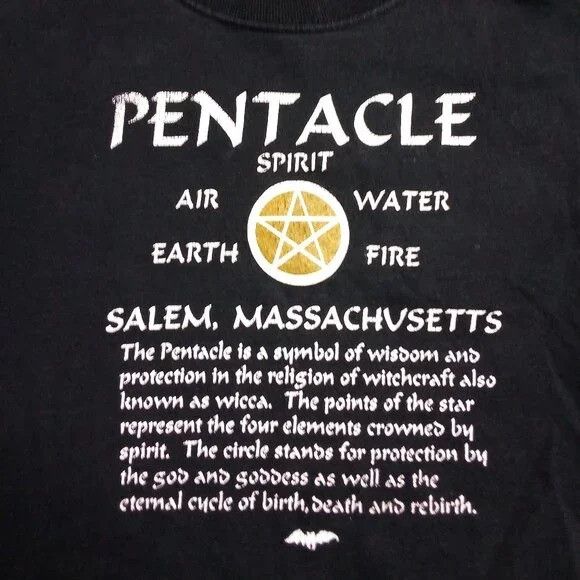 Fruit Of The Loom Vintage Pentacle Symbol Salem Witch Wicca T-Shirt Size US XL / EU 56 / 4 - 1 Thumbnail