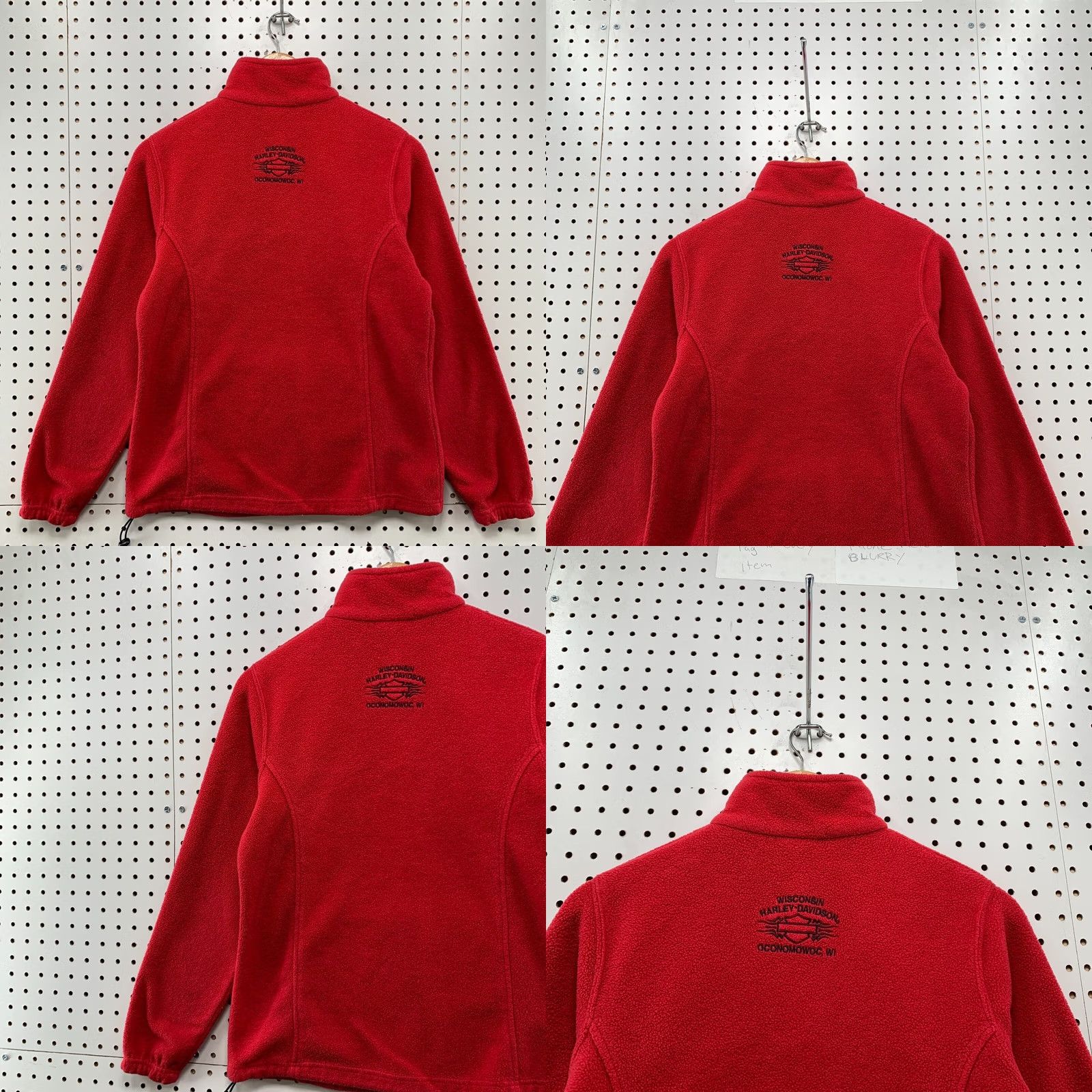 Harley Davidson Harley-Davidson Sweater Women's Medium Red Embroidered 1/4 Zip Pullover Mock Neck Fleece 19.5x24.5 Size M / US 6-8 / IT 42-44 - 9 Thumbnail