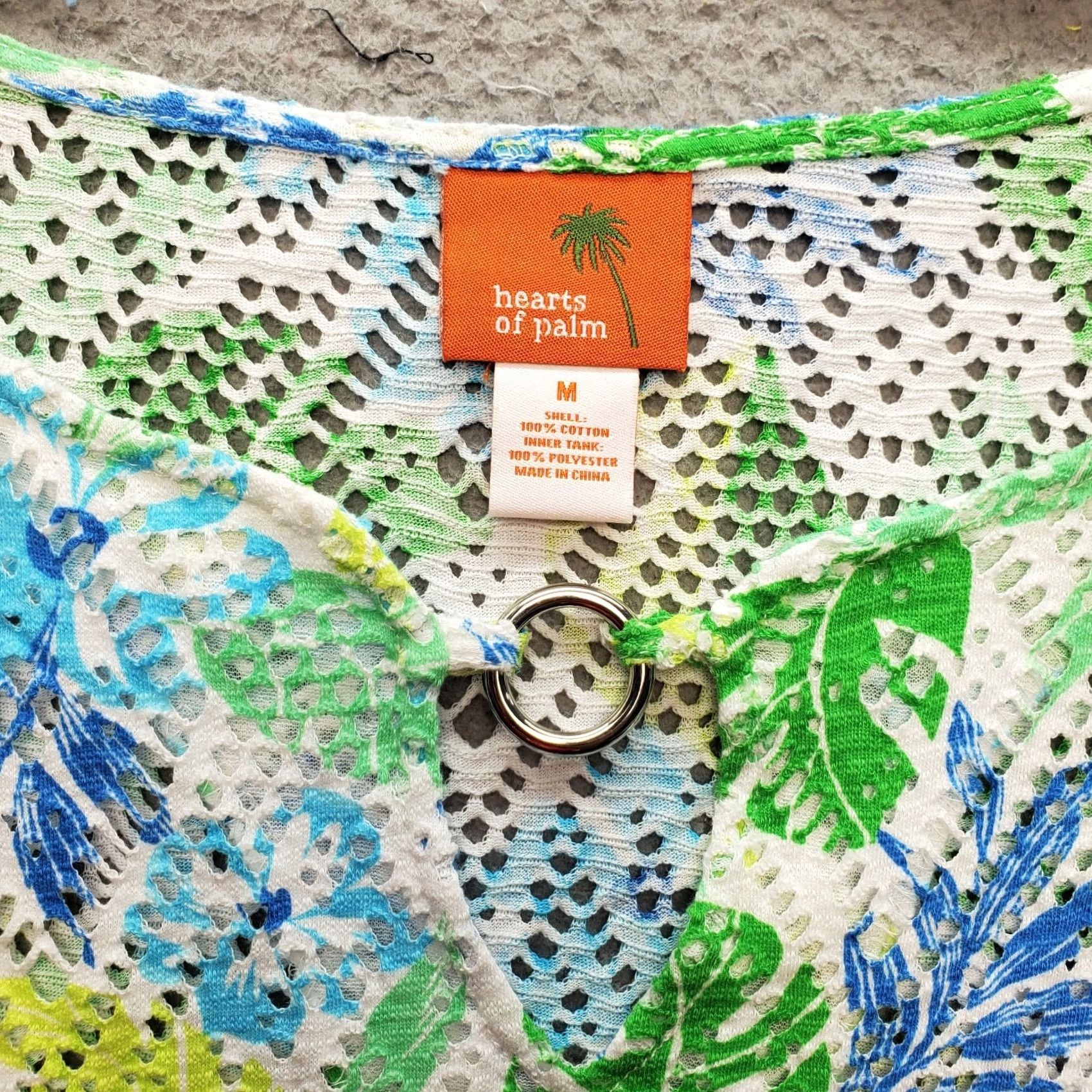 Vintage Hearts Of Palm Women M Size: M Top Tropical Sheer Swim Cover Keyhole Ring Knot Hem Size M / US 6-8 / IT 42-44 - 5 Thumbnail