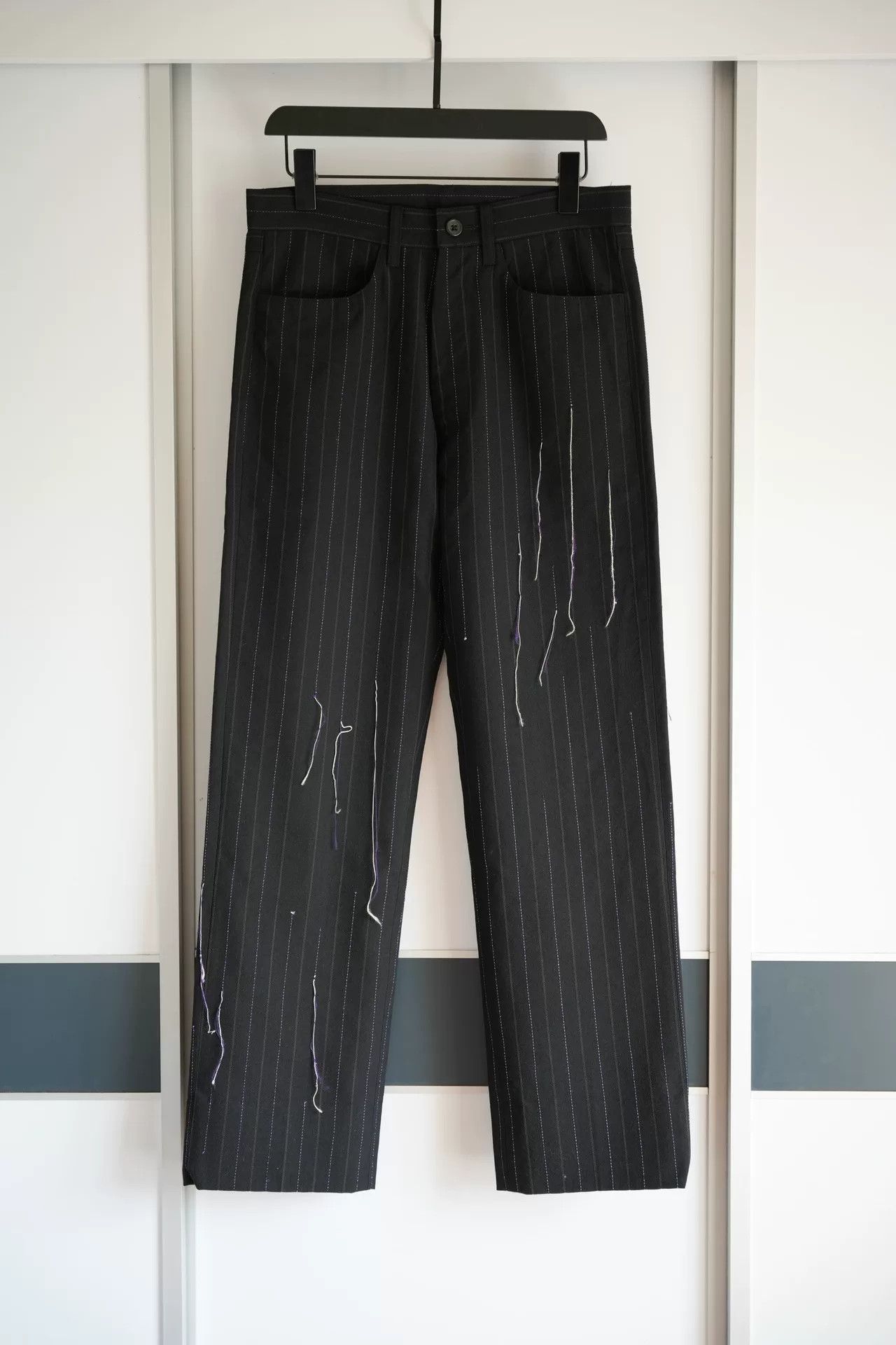Yohji Yamamoto Yohji Yamamoto Striped Wool Trousers Size US 31 - 1 Thumbnail