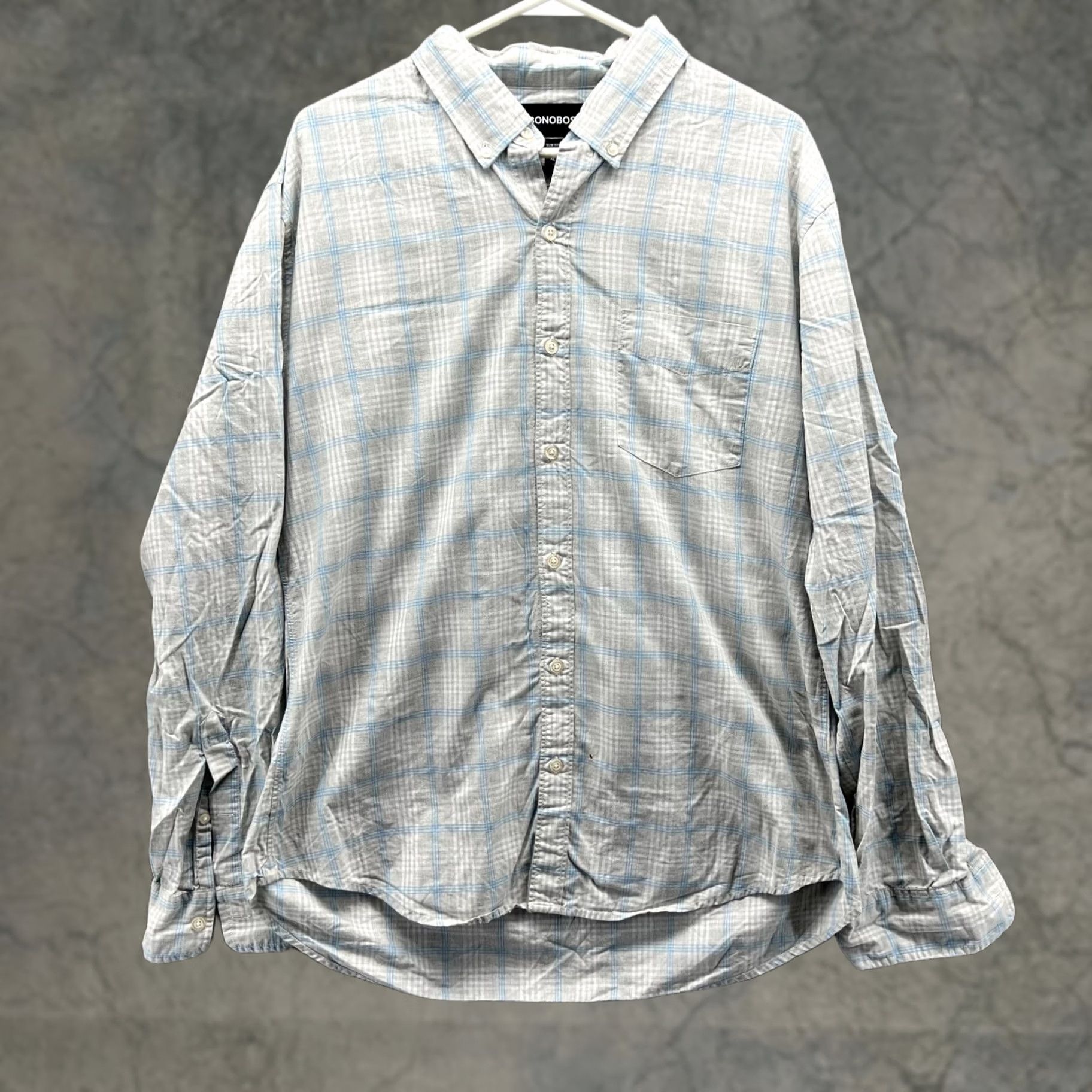 Bonobos Bonobos Shirt Mens XL Gray Blue Button-Down Preppy Slim Plaid Oxford Shirt Size 46R - 1 Thumbnail