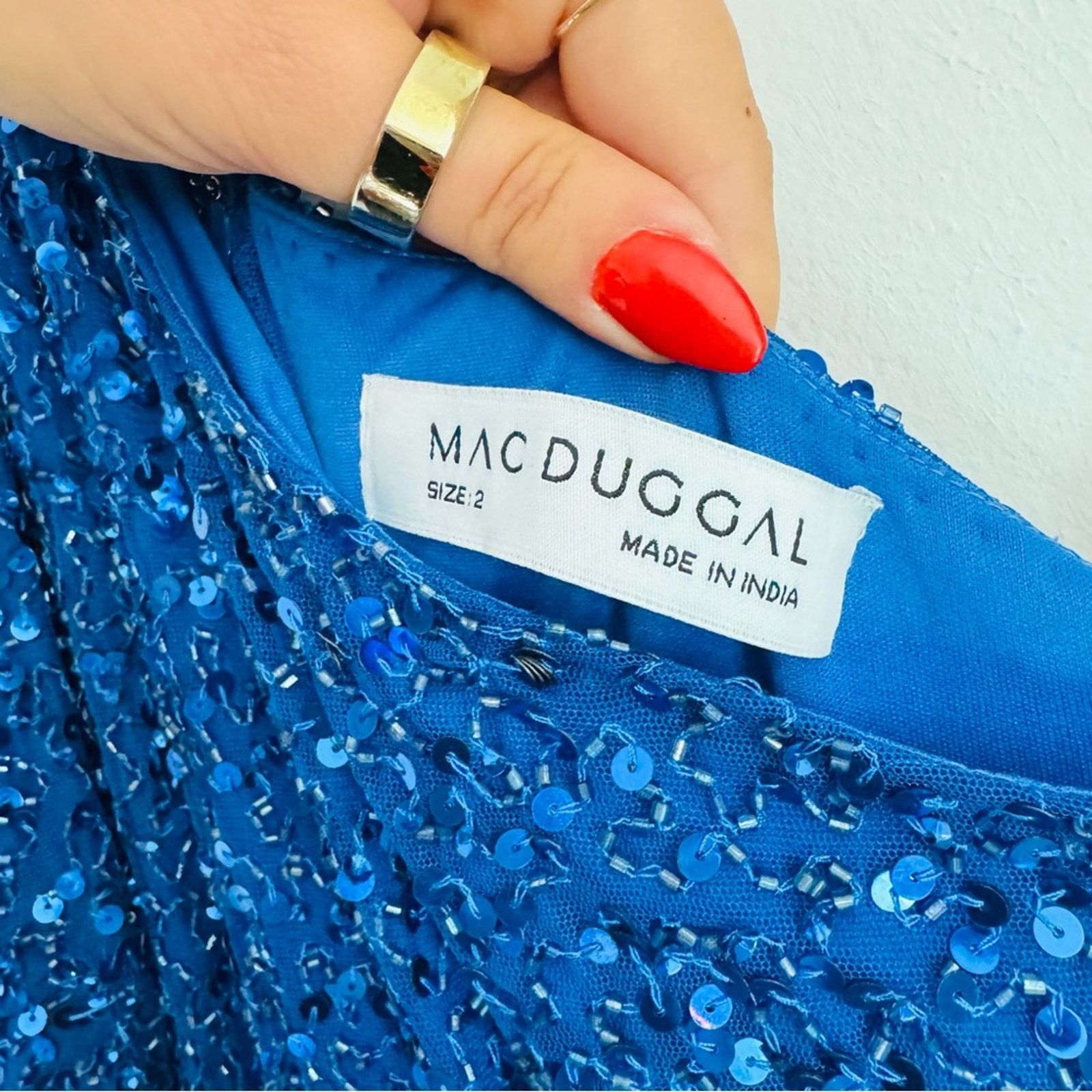 Nordstrom NEW MAC DUGGAL Blue Sequin Fringe Shoulder $698 Mini Dress Size XS / US 0-2 / IT 36-38 - 3 Thumbnail