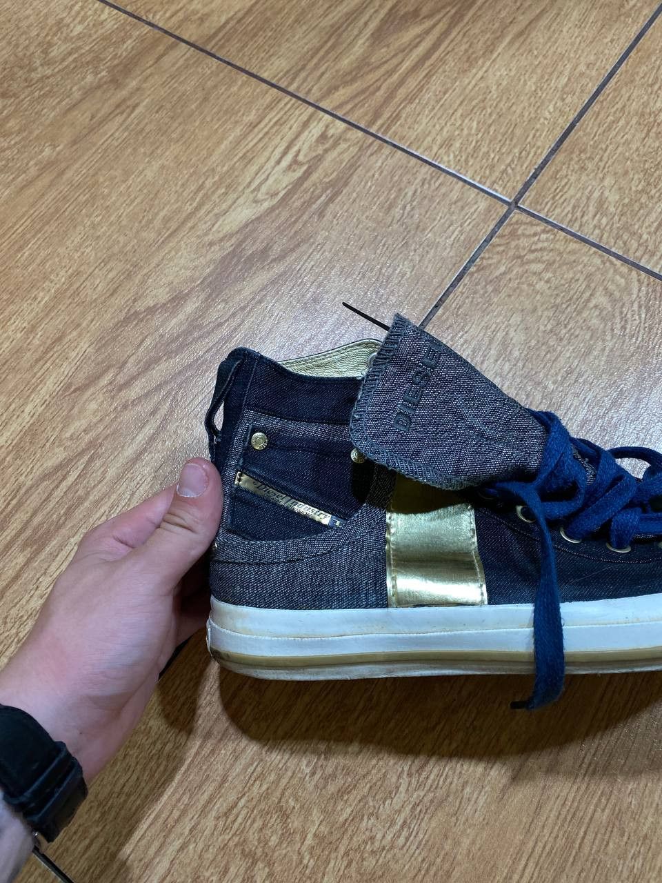 Diesel Y2K Vintage Diesel High Sneakers Streetwear Denim Rare Style Size US 9 / IT 39 - 13 Thumbnail