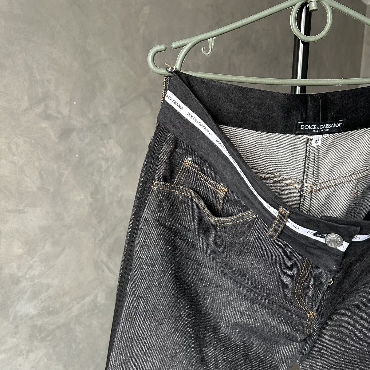 Dolce & Gabbana Rare Dolce & Gabbana Logo Waistband Black Wide Leg Jeans Size 28" / US 6 / IT 42 - 6 Thumbnail