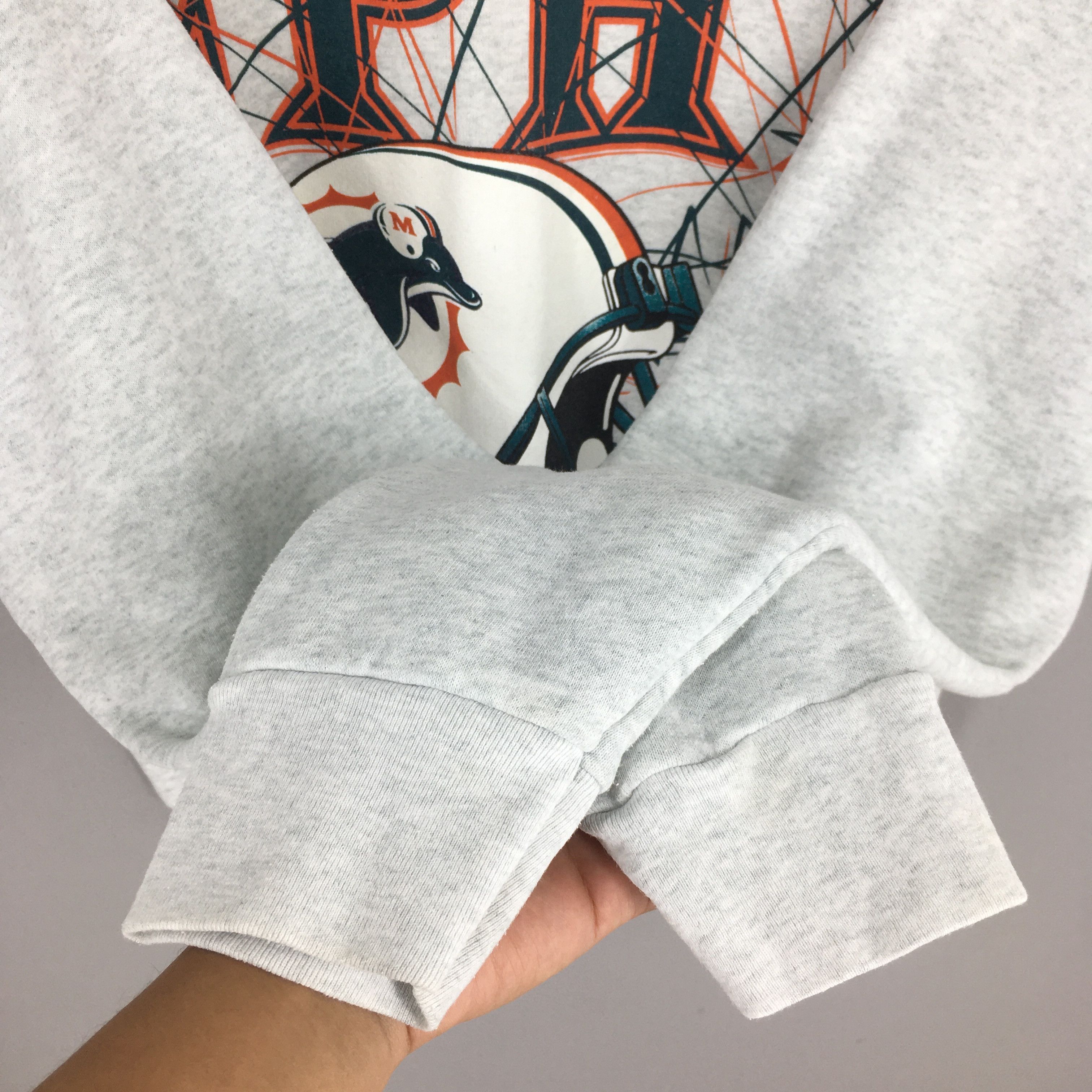 Fruit Of The Loom × NFL × Vintage Vintage 90s Miami Dolphins NFL Gray Sweatshirt XLarge Size US XL / EU 56 / 4 - 4 Thumbnail