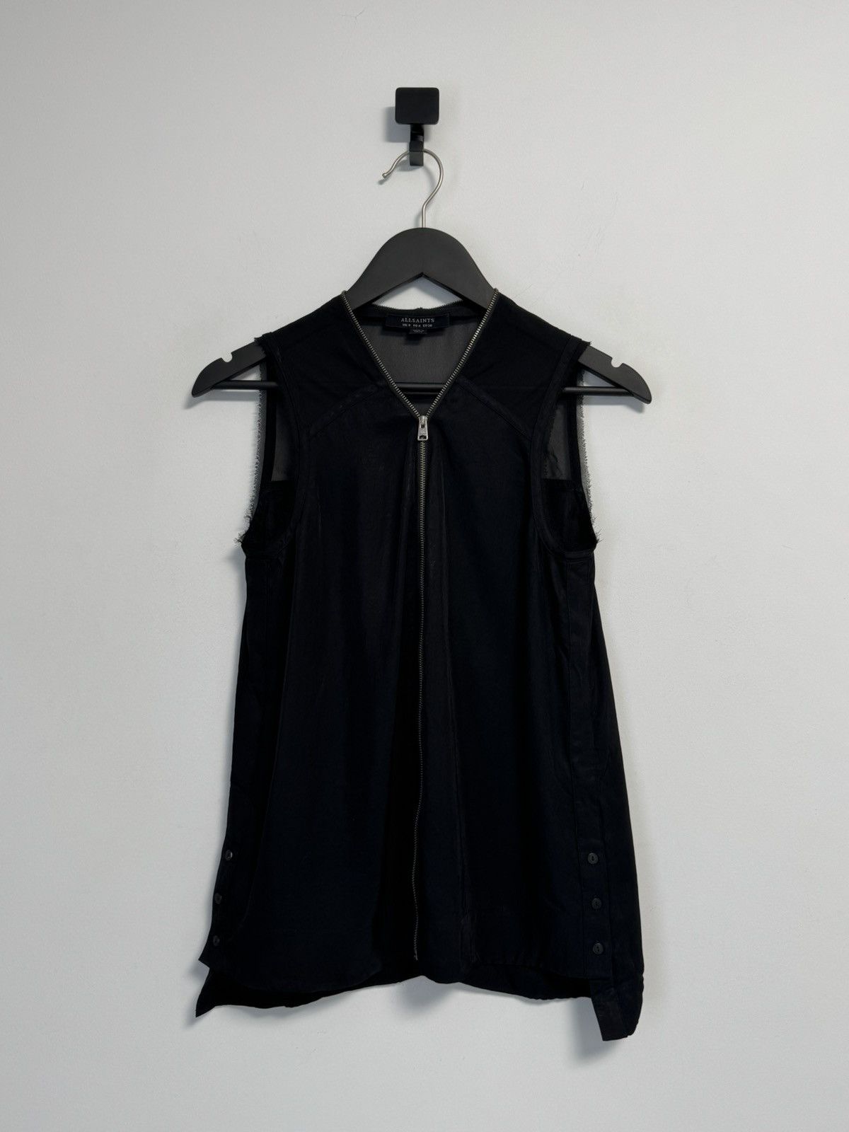 Allsaints AllSaints Lottie Front Zip Sleeveless Black Vest size 4 Size S / US 4 / IT 40 - 1 Thumbnail