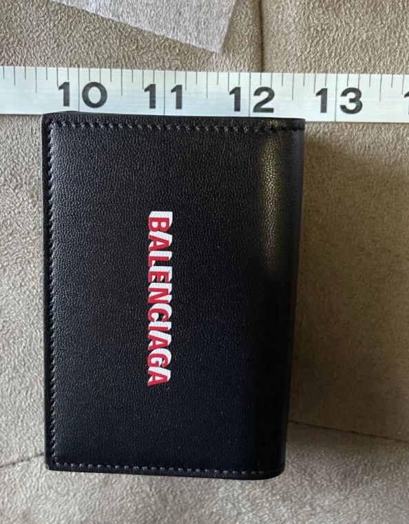 Balenciaga Balenciaga DOUBLE LOGO PRINT LEATHER MINI WALLET Black Size ONE SIZE - 3 Thumbnail