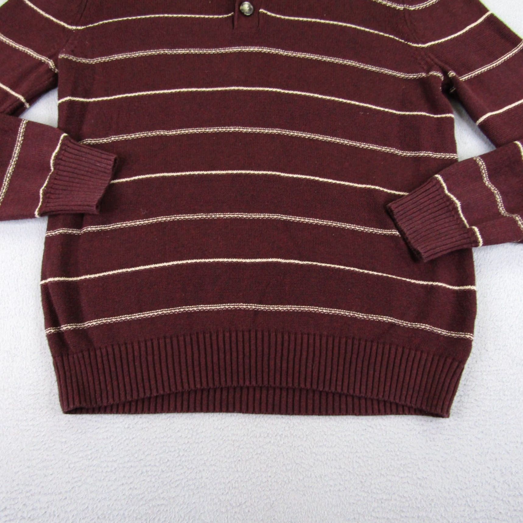 Levi's Levi's Sweater Mens Medium Red White Striped Henley Mock Neck Cotton Pullover Knit Long Sleeve Shirt Mens M Red Henley Sweater Size US M / EU 48-50 / 2 - 4 Thumbnail