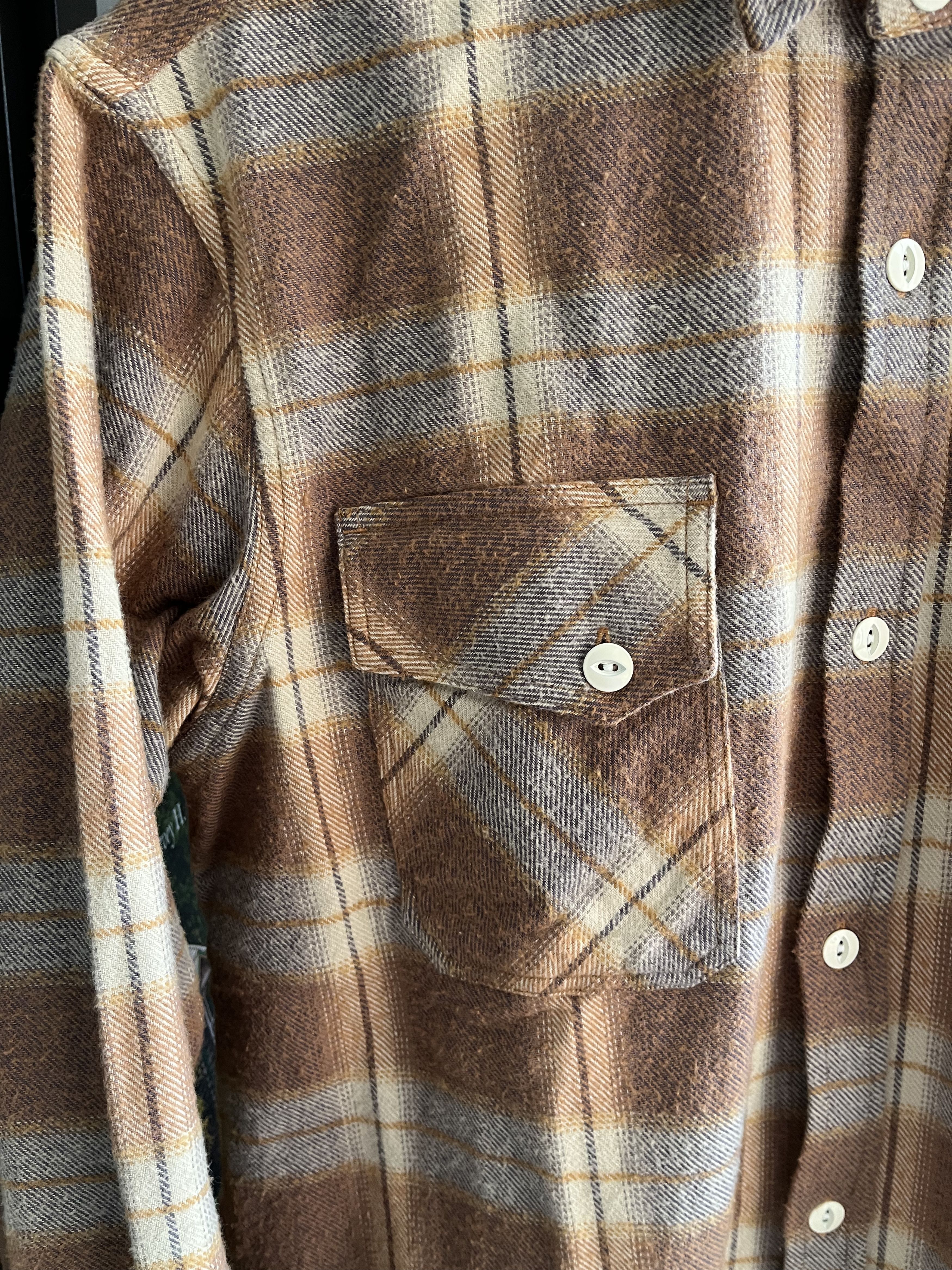 3sixteen 3sixteen Crosscut Flannel in Tobacco/Ecru Brush Check - BNWT Size US S / EU 44-46 / 1 - 2 Thumbnail