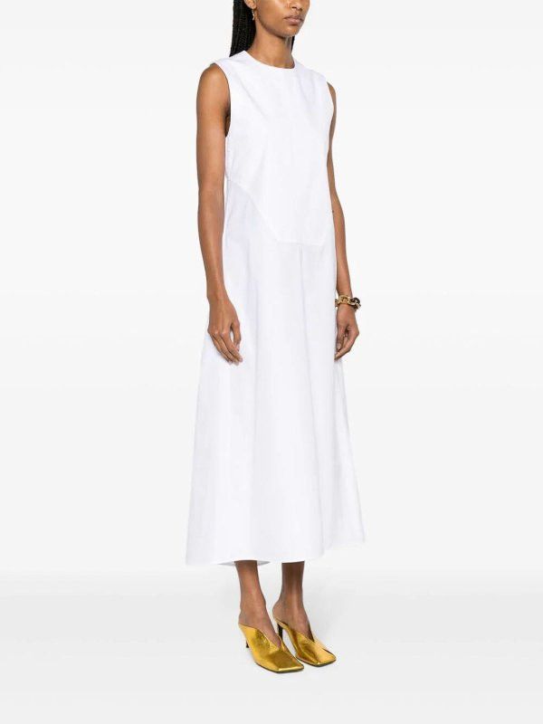 Jil Sander o1mt1gz0625 Midi Dress in White Size L / US 10 / IT 46 - 5 Thumbnail