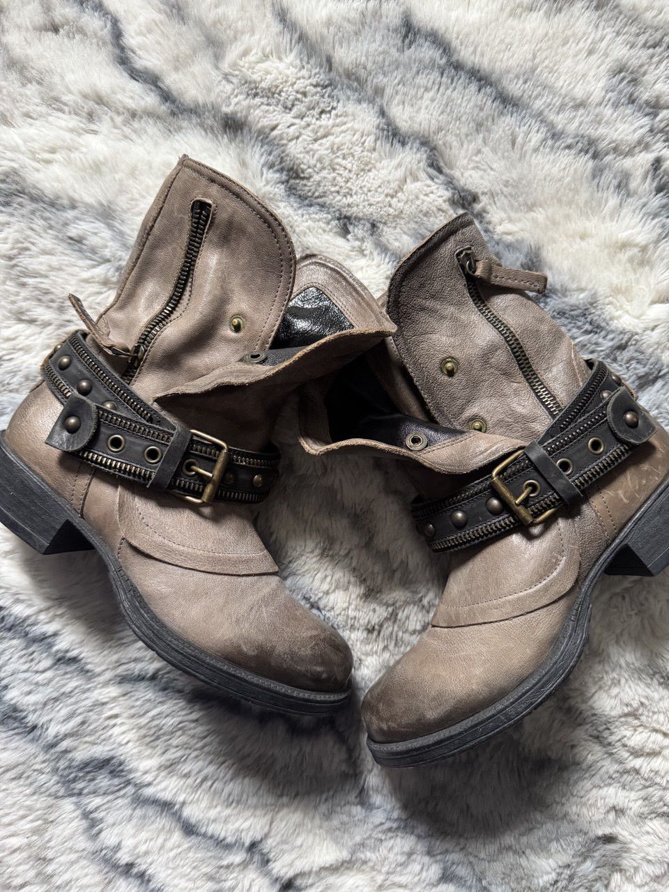 Vintage Vintage Leather Ankle Boots Zip Buckle Biker A.S. 98 style Size US 7 / IT 37 - 3 Thumbnail