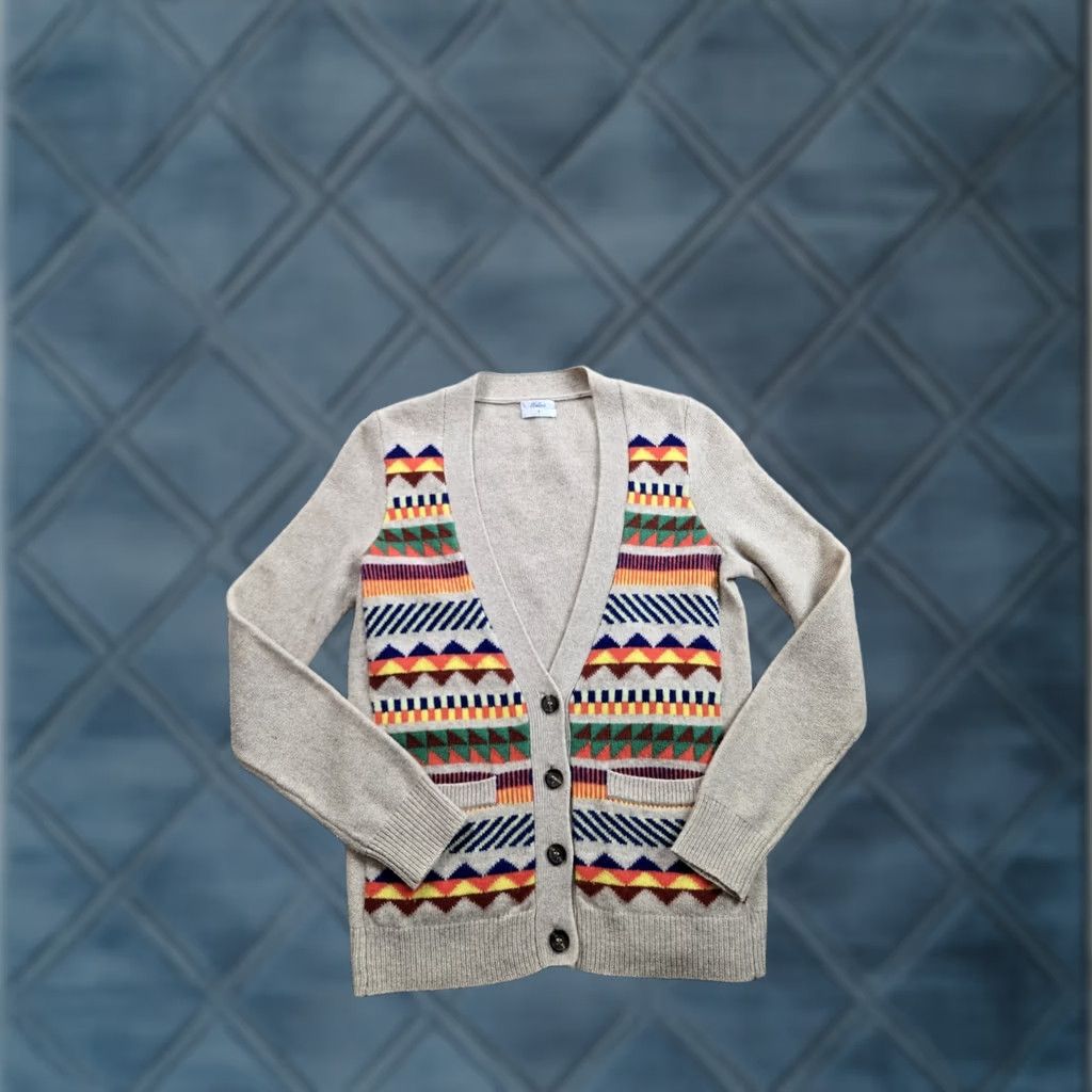 Madewell Madewell Cardigan Sweater Women Small Brown Aztec Merino Wool Sweater Size S / US 4 / IT 40 - 1 Thumbnail
