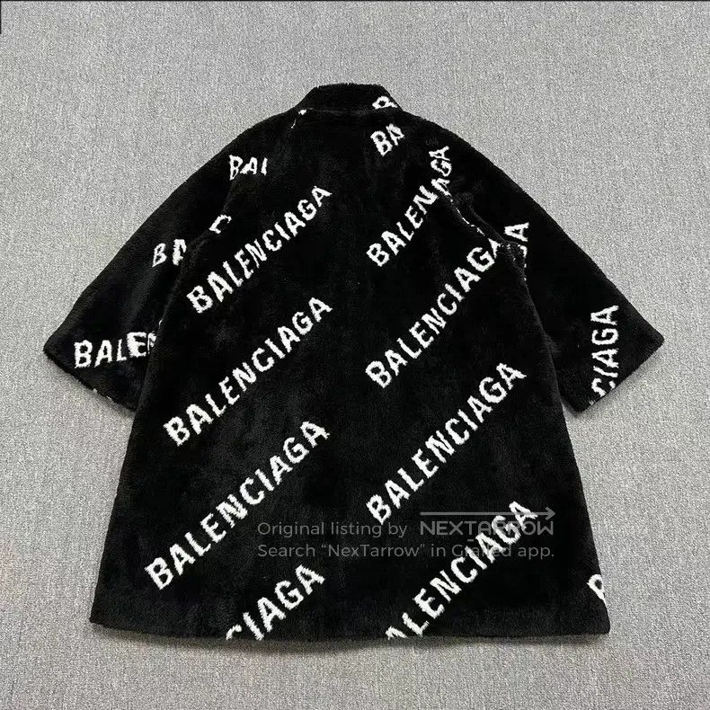 Balenciaga Balenciaga Black Full-Print Logo Teddy Coat Size XS / US 0-2 / IT 36-38 - 2 Thumbnail