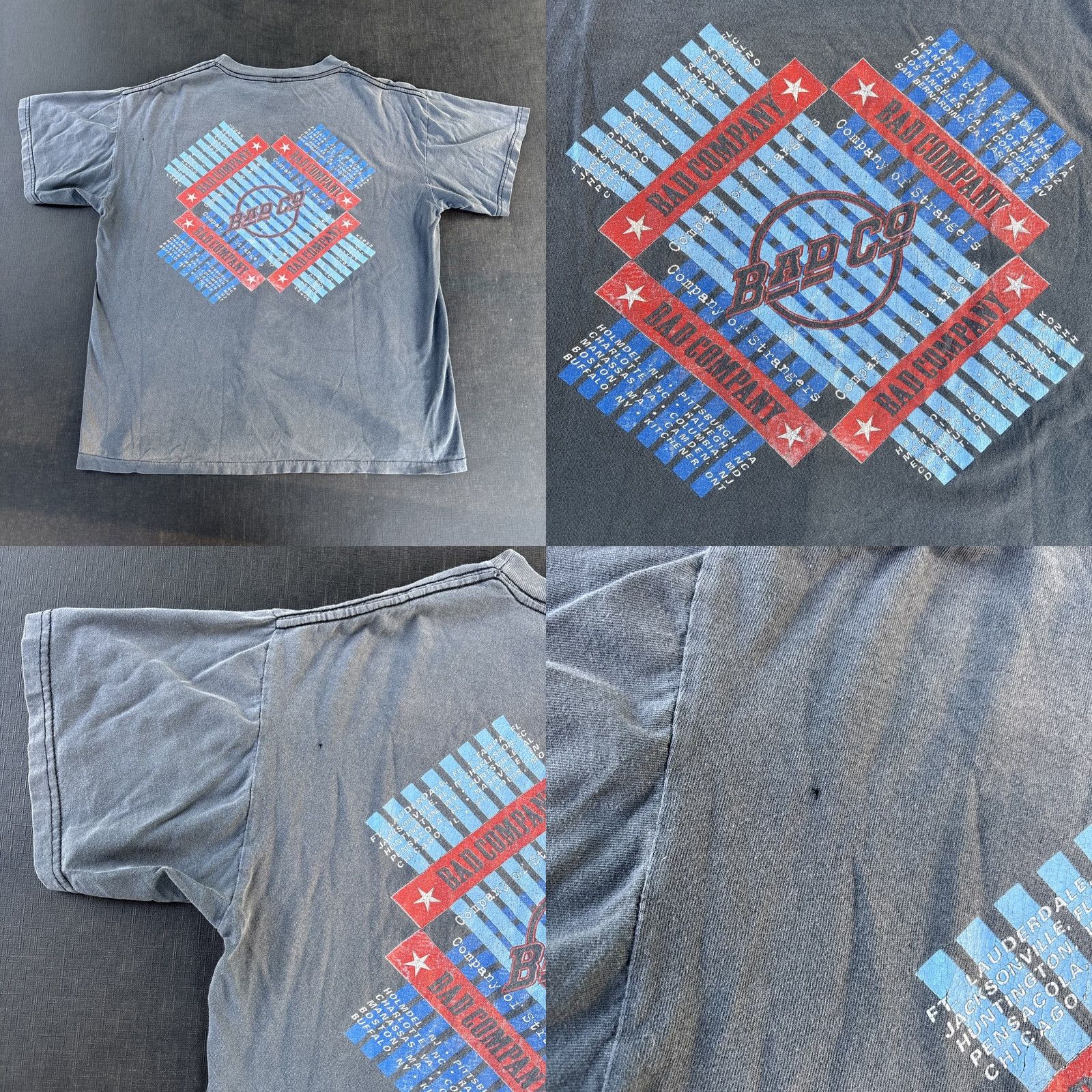 Hanes VINTAGE Hanes L T-Shirt Bad Company Company Of Strangers Tour 80s 90s Band Winterland Mens Gray 1990s Size US L / EU 52-54 / 3 - 9 Thumbnail
