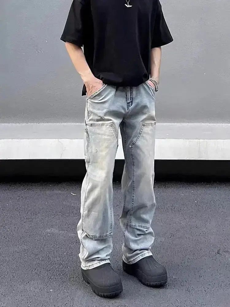 Japanese Brand Retro street wash straight wide leg jeans Size US 32 / EU 48 - 2 Thumbnail