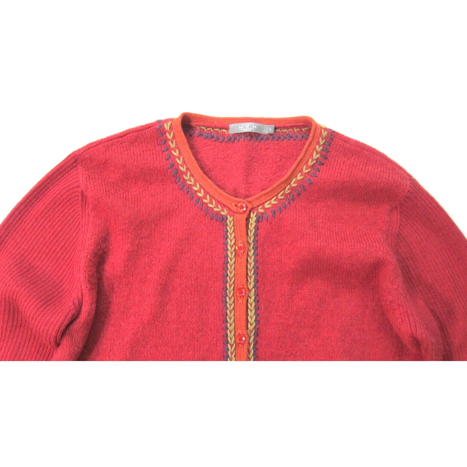 Vintage M F H Knits Cardigan Sweater Red M-L Size M / US 6-8 / IT 42-44 - 5 Thumbnail