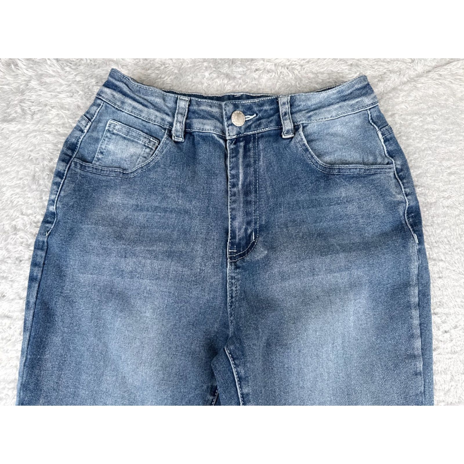 Shein Shein Jeans Womens 29 Blue Denim Flare Mid Rise Embroidered Cotton Blend 24x31 Size 29" - 4 Thumbnail