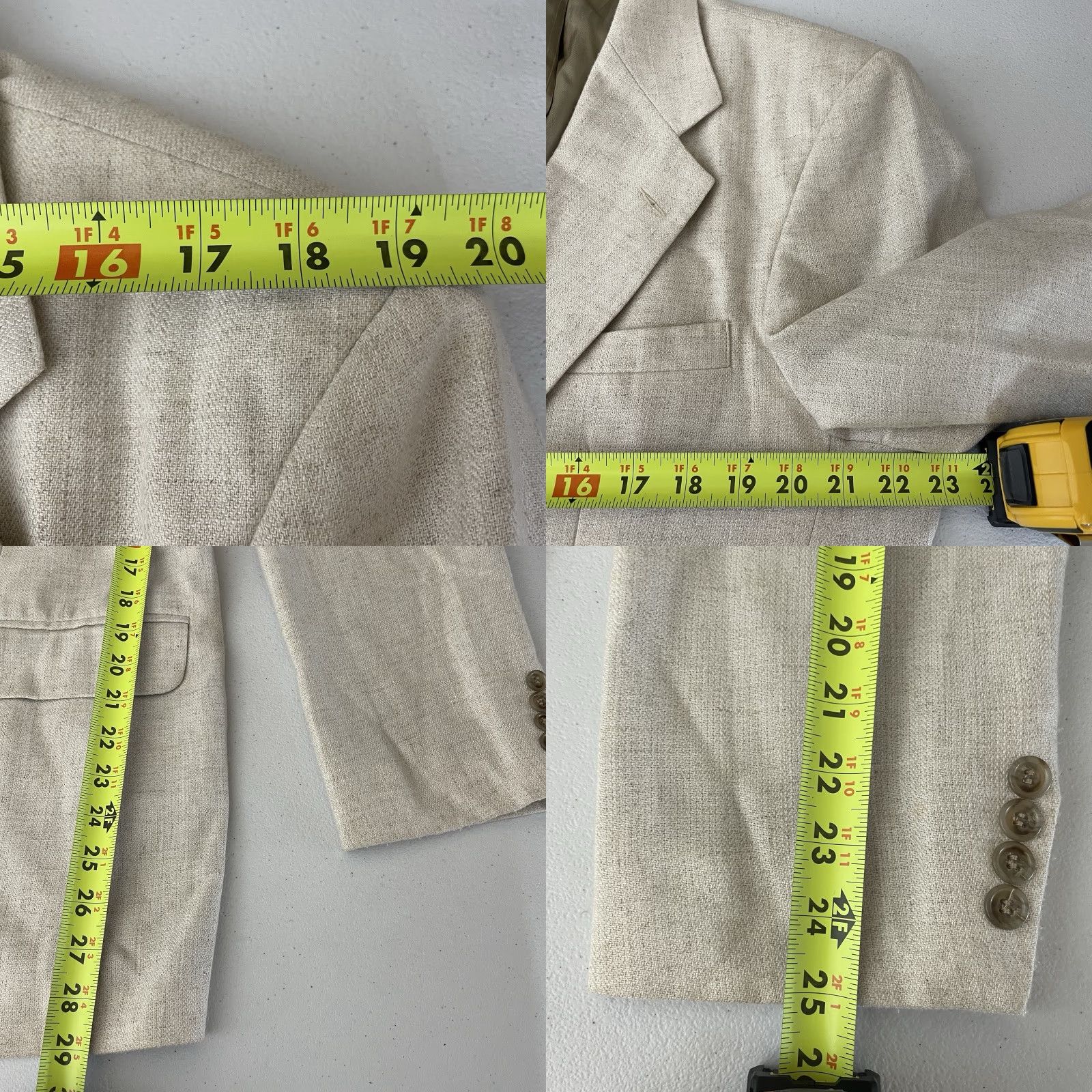 Haggar Coat Mens 42R Beige Cream Solid Textured Polyester Two Buttons