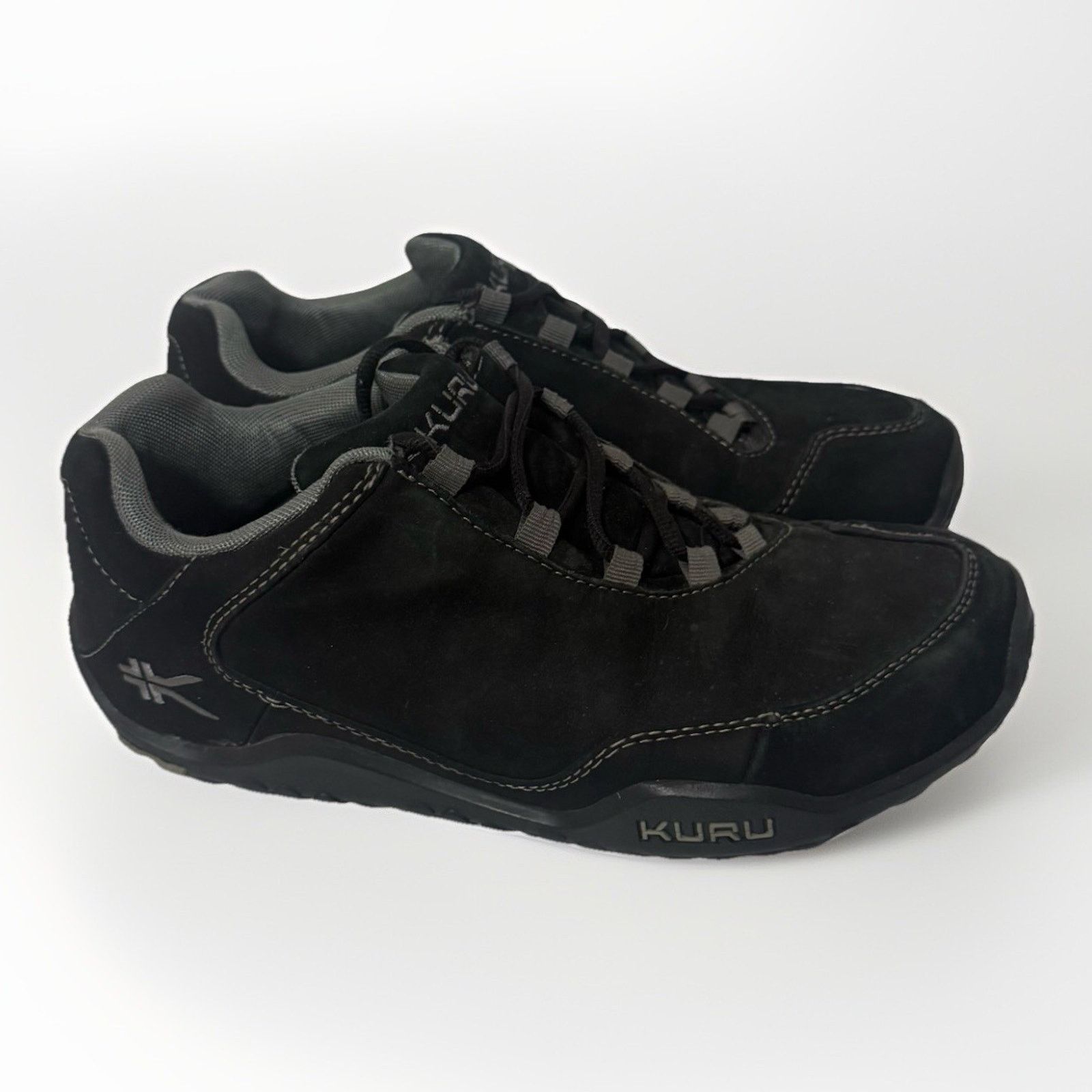 Kuru Shoes Chicane Walking Comfort Sneakers Leather Hiking in Black, Men's (Size 8)