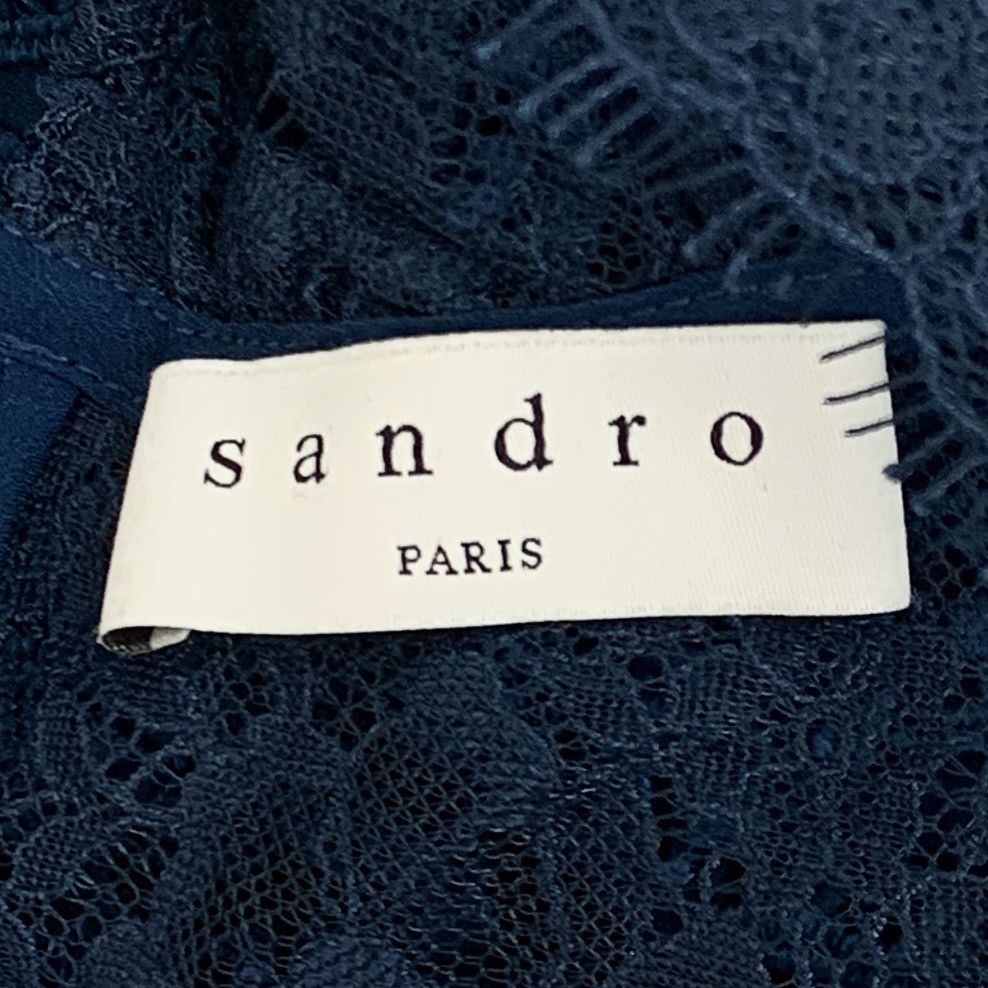 Sandro Sandro Blue Floral Lace Hollow Out Long Sleeve Dress K26WX Size M / US 6-8 / IT 42-44 - 5 Thumbnail