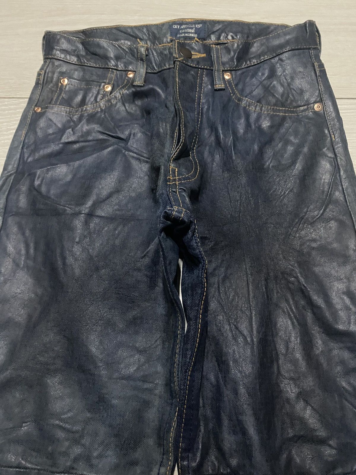 Number (N)ine Studio Design K Kondo Indigo Leather Pants Skinny Size US 27 - 3 Thumbnail