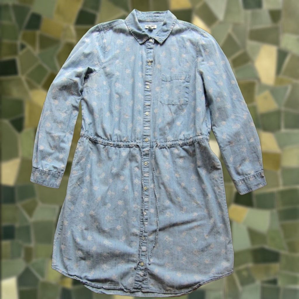 Old Navy Old Navy Shirt Dress Cotton Blue White Floral Long Sleeve Collared Button Down Womens M Size M / US 6-8 / IT 42-44 - 1 Thumbnail