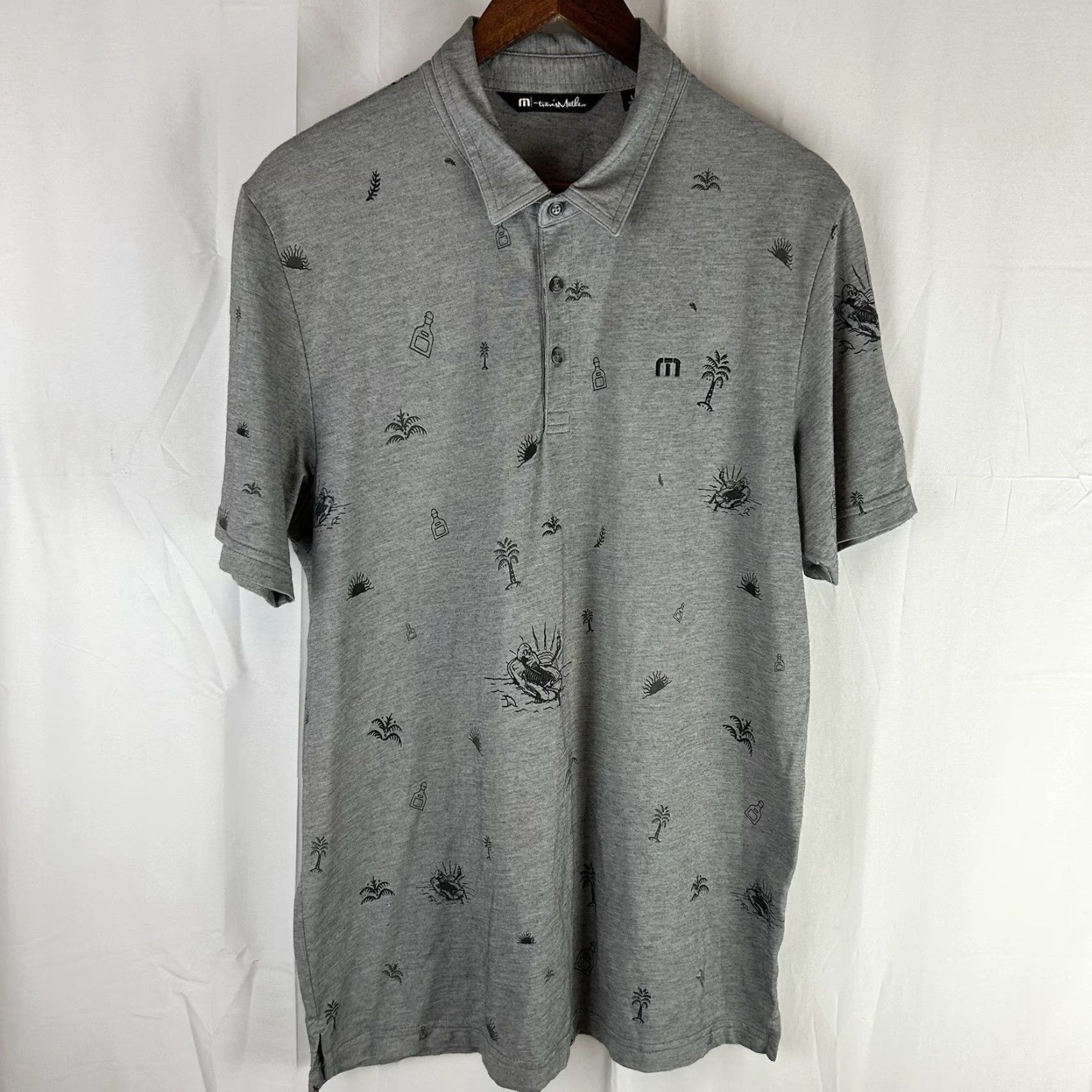 TravisMathew VINTAGE Travis Mathew Polo Shirt Skull Skeleton Gray Golfing Golf L Men Short Sleeve Collar Size US L / EU 52-54 / 3 - 2 Thumbnail