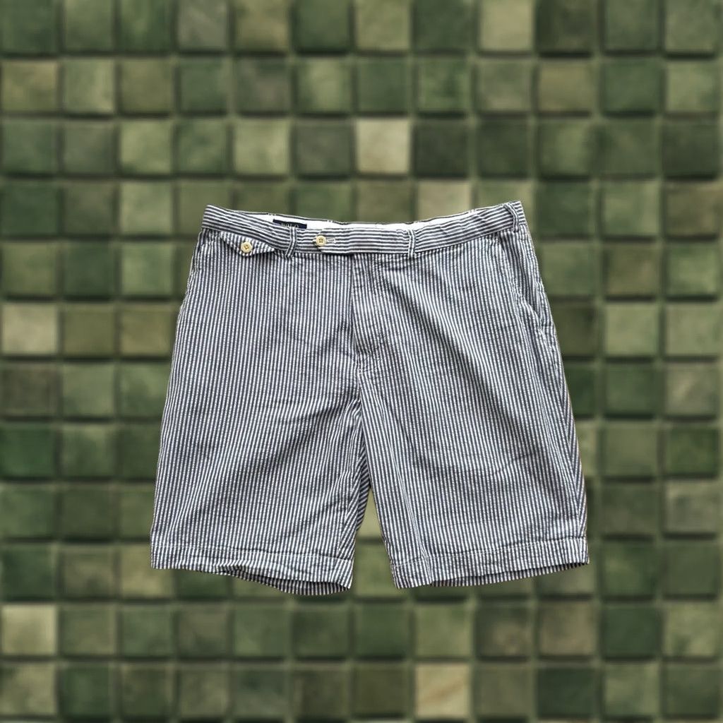 Polo Ralph Lauren VINTAGE Polo Ralph Lauren Navy Blue Striped Shorts Old Money Bermuda 2XL Mens Blue Striped Polo Ralph Lauren Old Money Shorts Summer Luxury Shorts Size US XXL / EU 58 / 5 - 1 Thumbnail