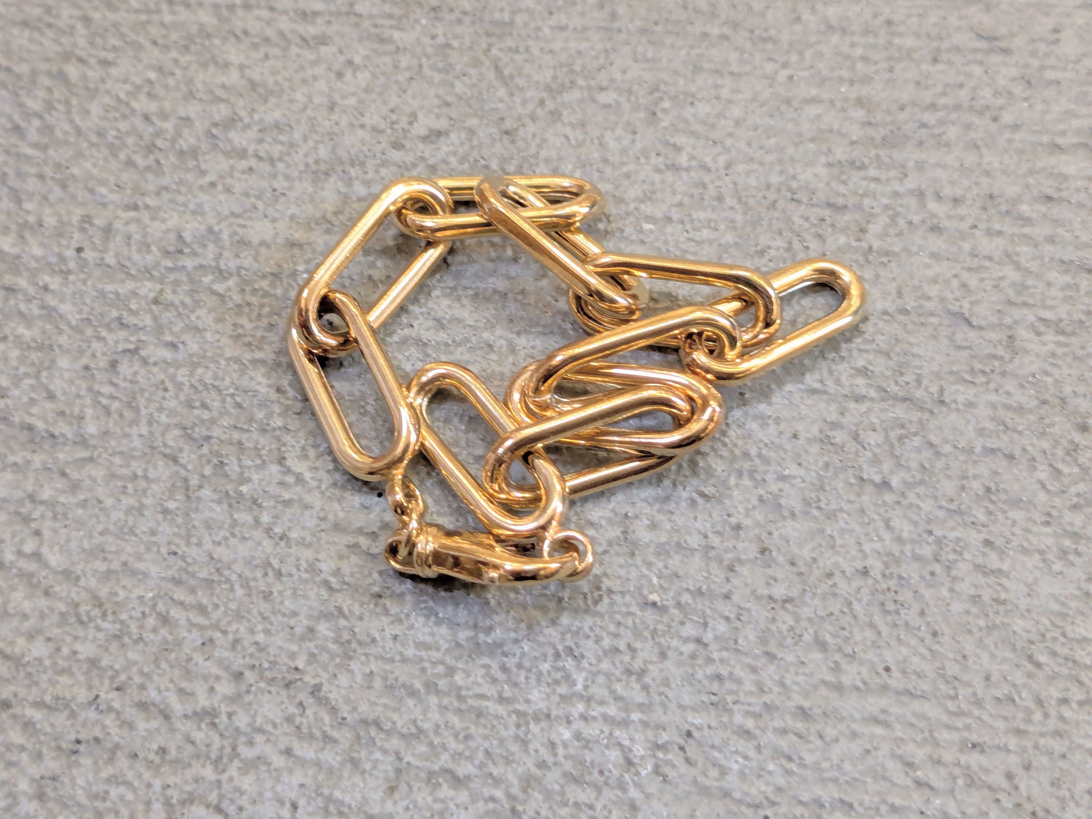 Jewelry Vintage Sterling Silver Paperclip Bracelet Gold Vermeil 7" Size ONE SIZE - 3 Thumbnail