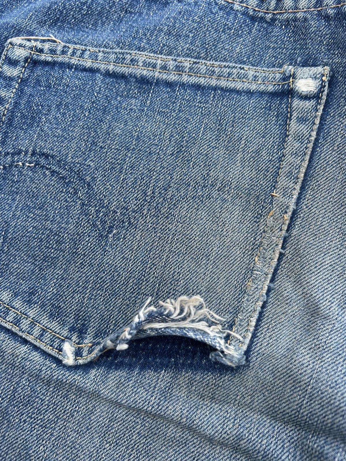Levi's 50s Vintage Levis big E Hidden Rivet Short Denim Jeans Rare Size US 27 - 13 Thumbnail