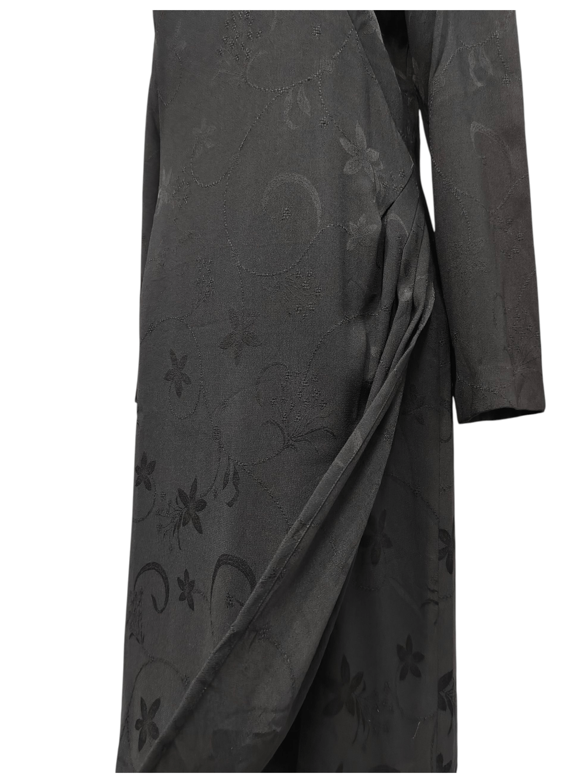 Givenchy 90s Givenchy Boutiques- Minimal Floral Jacquard Wrap Dress Size M / US 6-8 / IT 42-44 - 4 Thumbnail