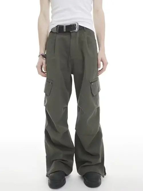 Jean multi pocket function distressed utility cargo flare pants Size US 34 / EU 50 - 4 Thumbnail