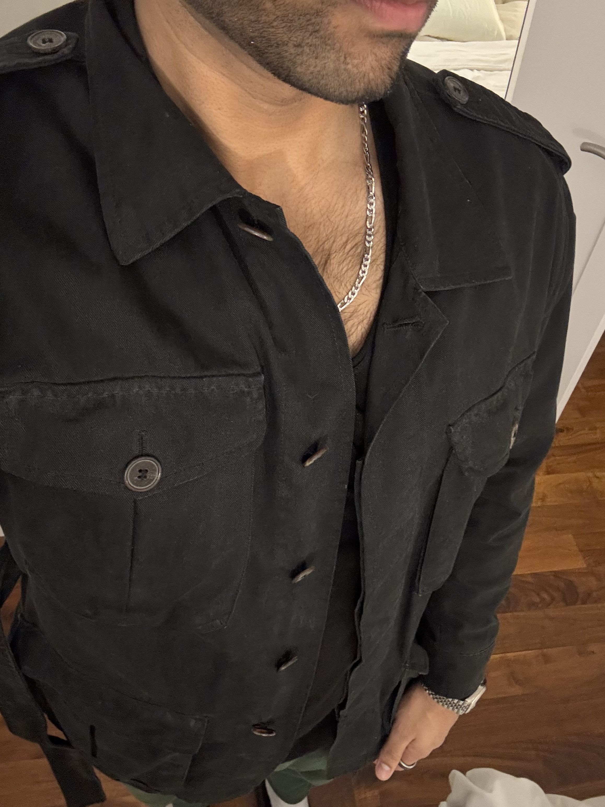 Saint Laurent Paris $2,395 Hedi Slimane SLP Black Military Parka w Belt Size US M / EU 48-50 / 2 - 8 Thumbnail