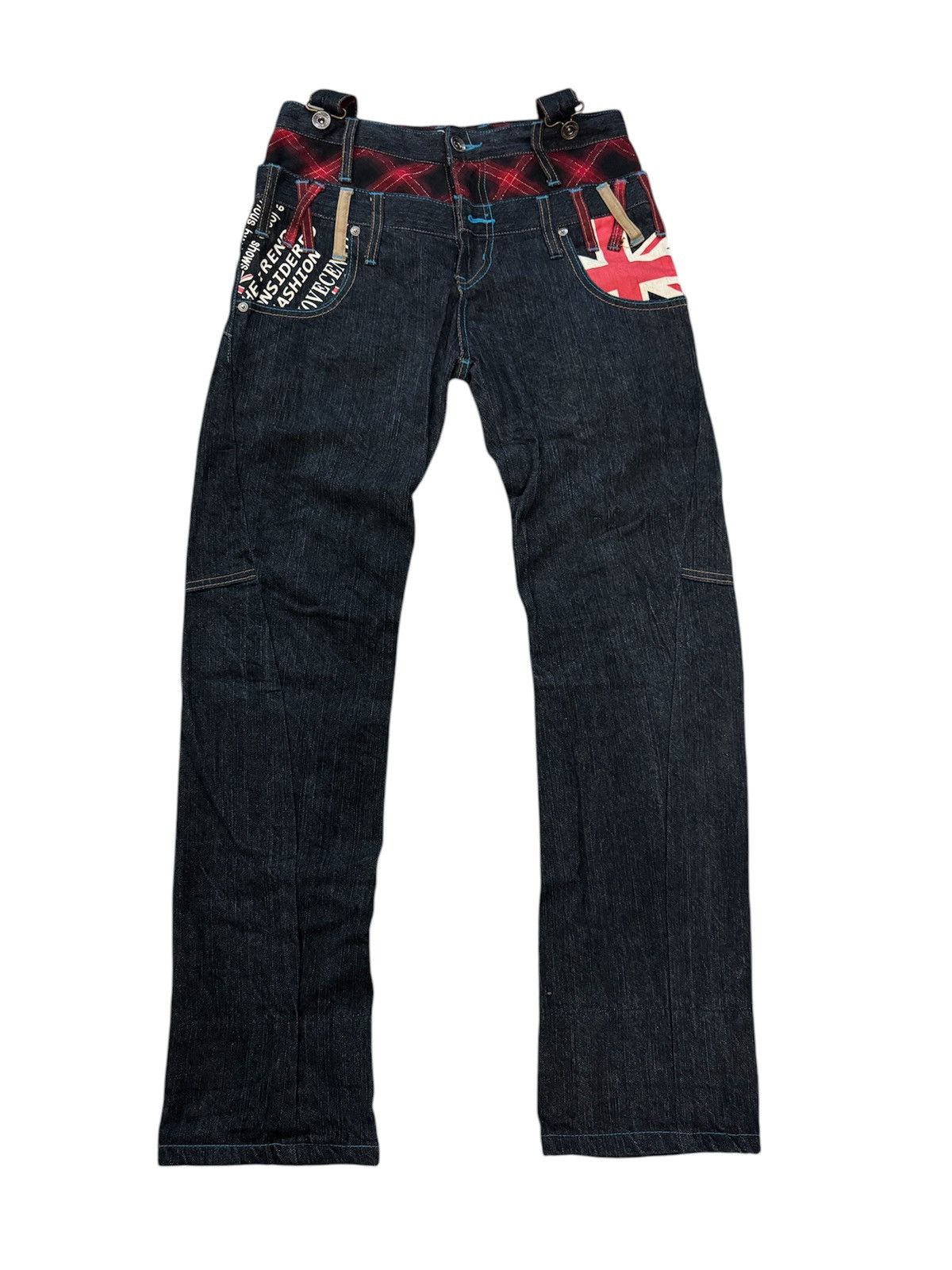 Japanese Brand JAPANESE DESIGN DOUBLE WAIST CURVED PUNK STYLE DENIM JEANS Size US 29 - 18 Thumbnail