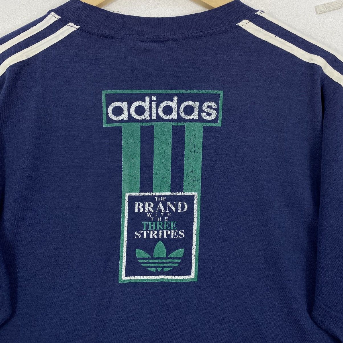 Adidas Vintage 90s Adidas 3 Stripe Sleeve Tee Navy Green L Trefoil Size US L / EU 52-54 / 3 - 5 Thumbnail