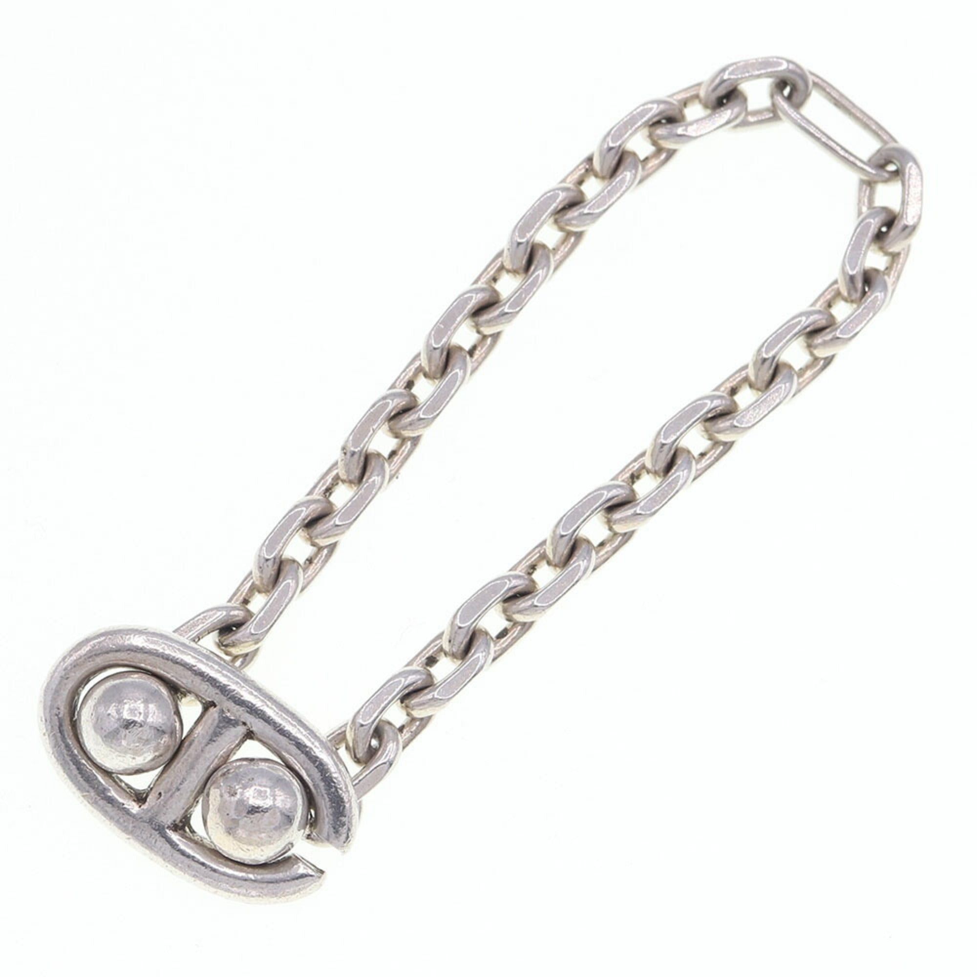 image of Hermes Key Holder Shane Dunkle Sv Sterling Silver 925 Ring Chain Bag Charm Old Men's Women's in Bla