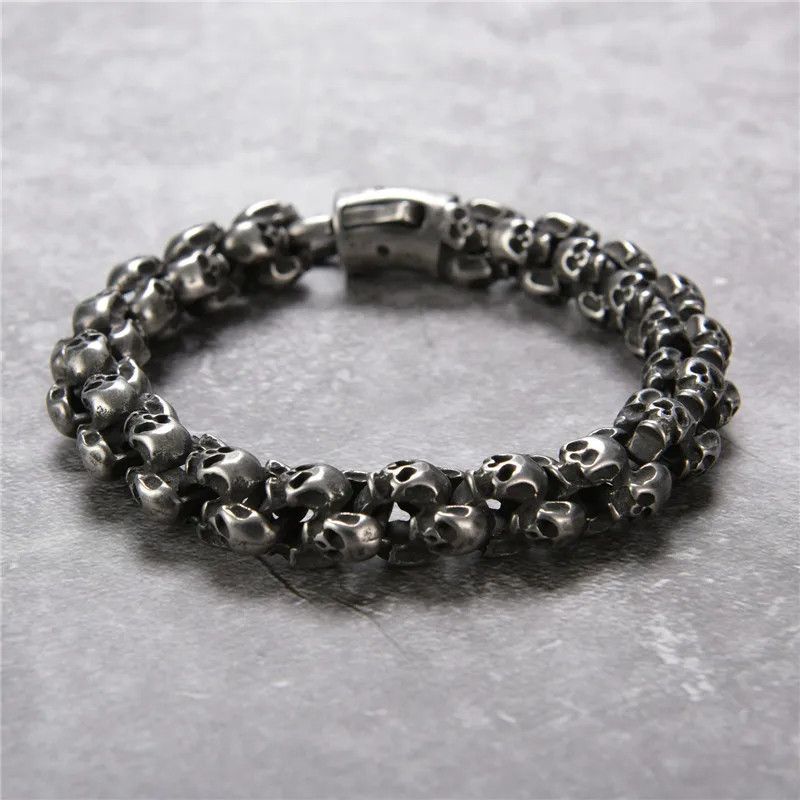 Other Punk Rock Gothic Skull Link Chain Bracelet Bangles Gift Size ONE SIZE - 1 Thumbnail