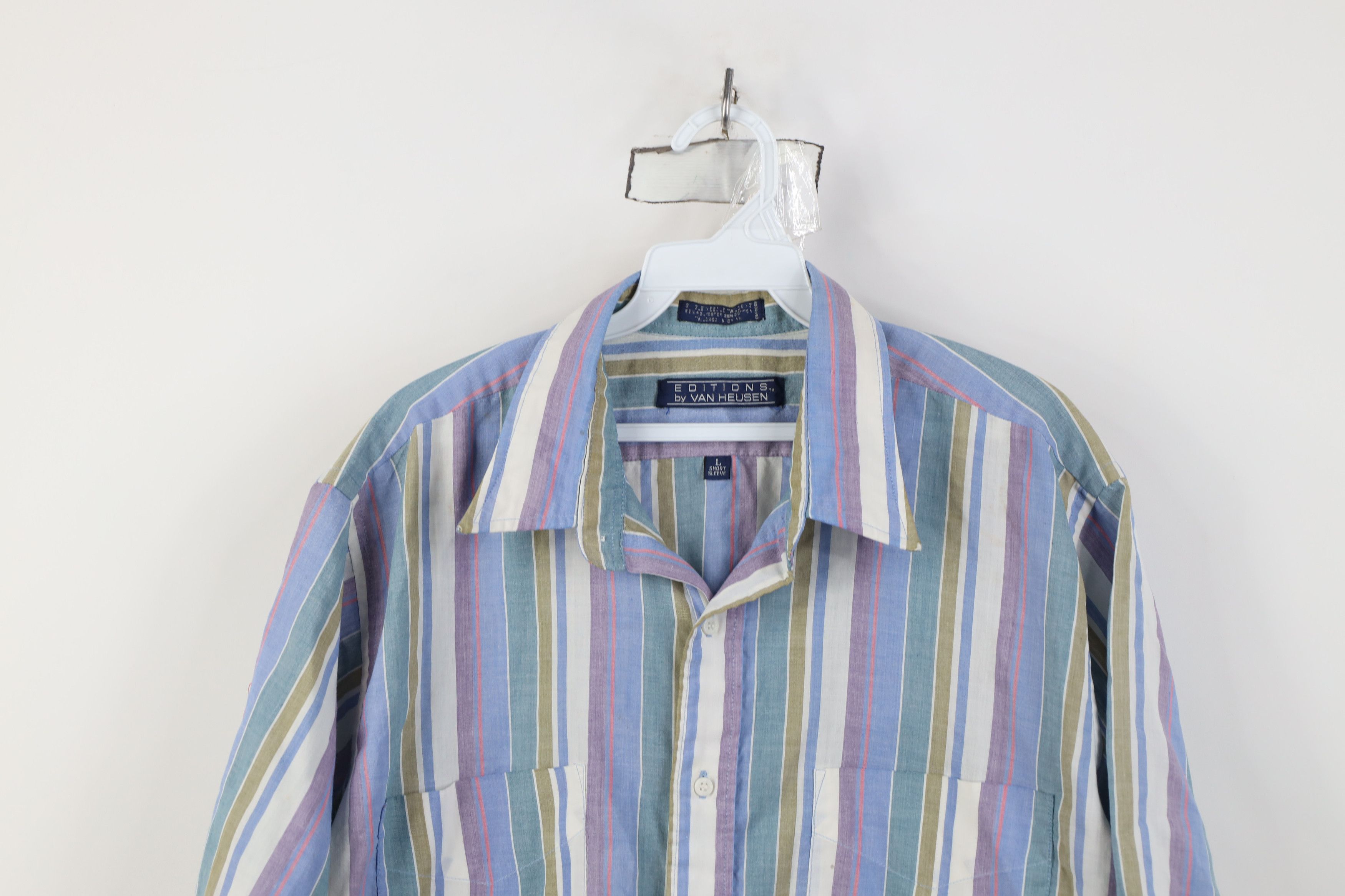 Vintage Vintage 90s Streetwear Striped Short Sleeve Button Shirt Size US L / EU 52-54 / 3 - 2 Thumbnail