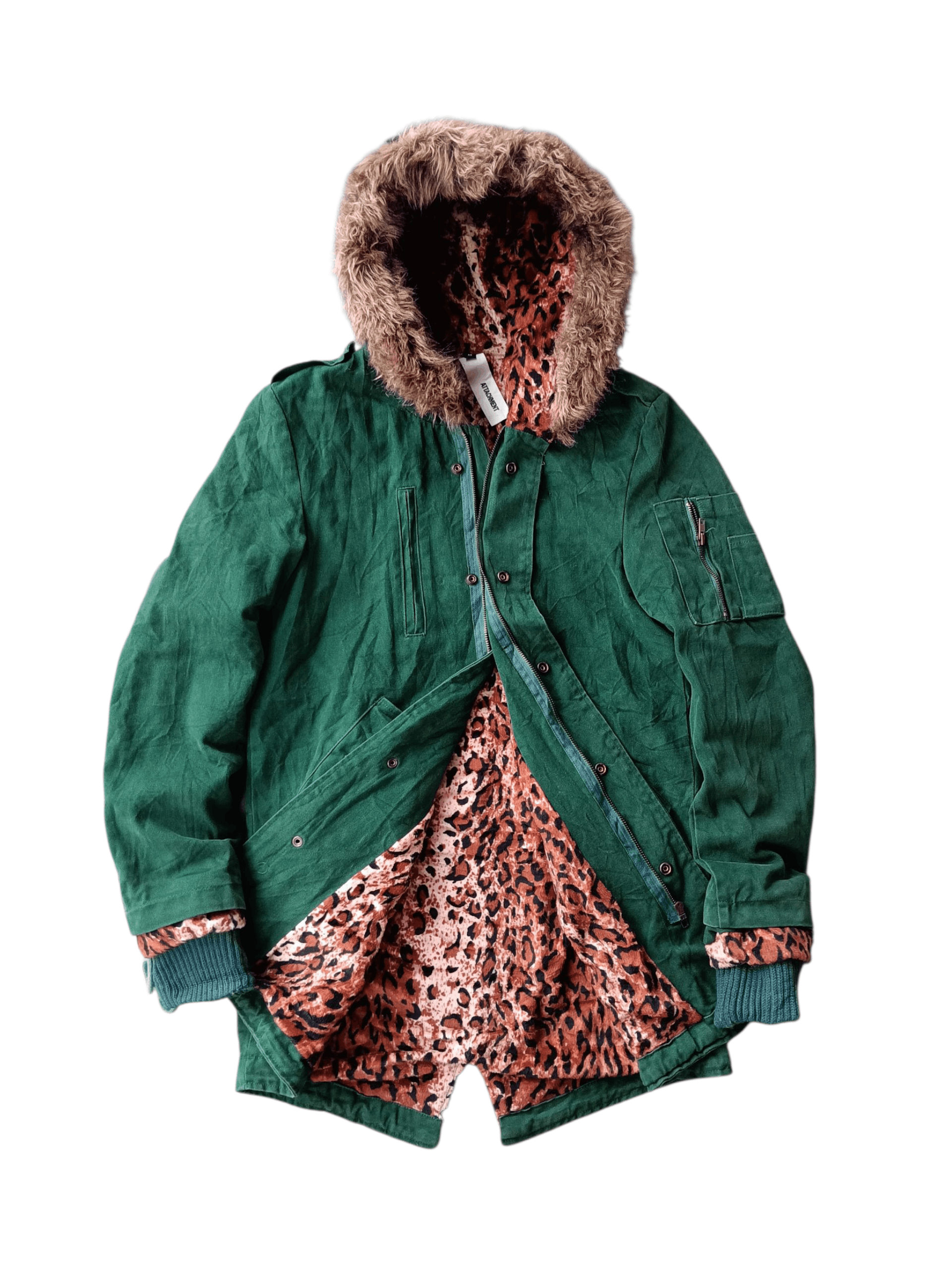 Kazuyuki Kumagai Attachment Attachment leopard linning fur hoodie parka jacket Size US M / EU 48-50 / 2 - 6 Thumbnail