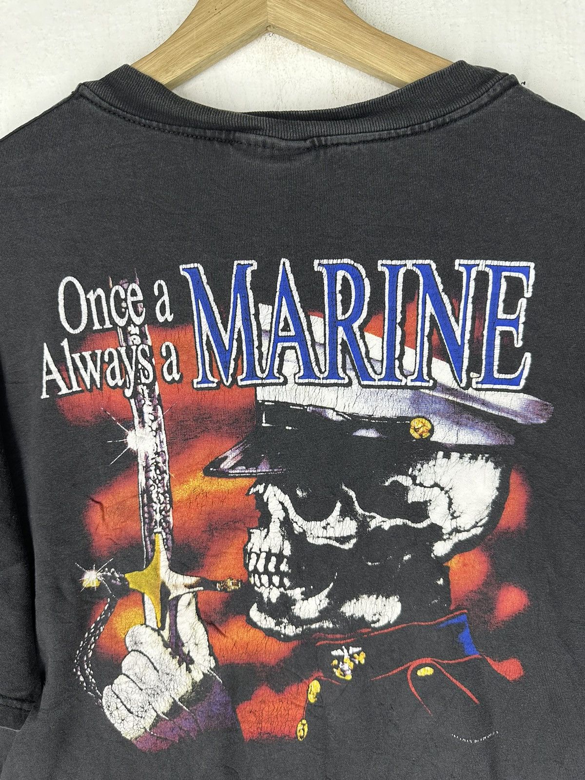 Vintage Thrashed Vintage Born Wild Marine Hole Faded Tee Size US L / EU 52-54 / 3 - 2 Thumbnail
