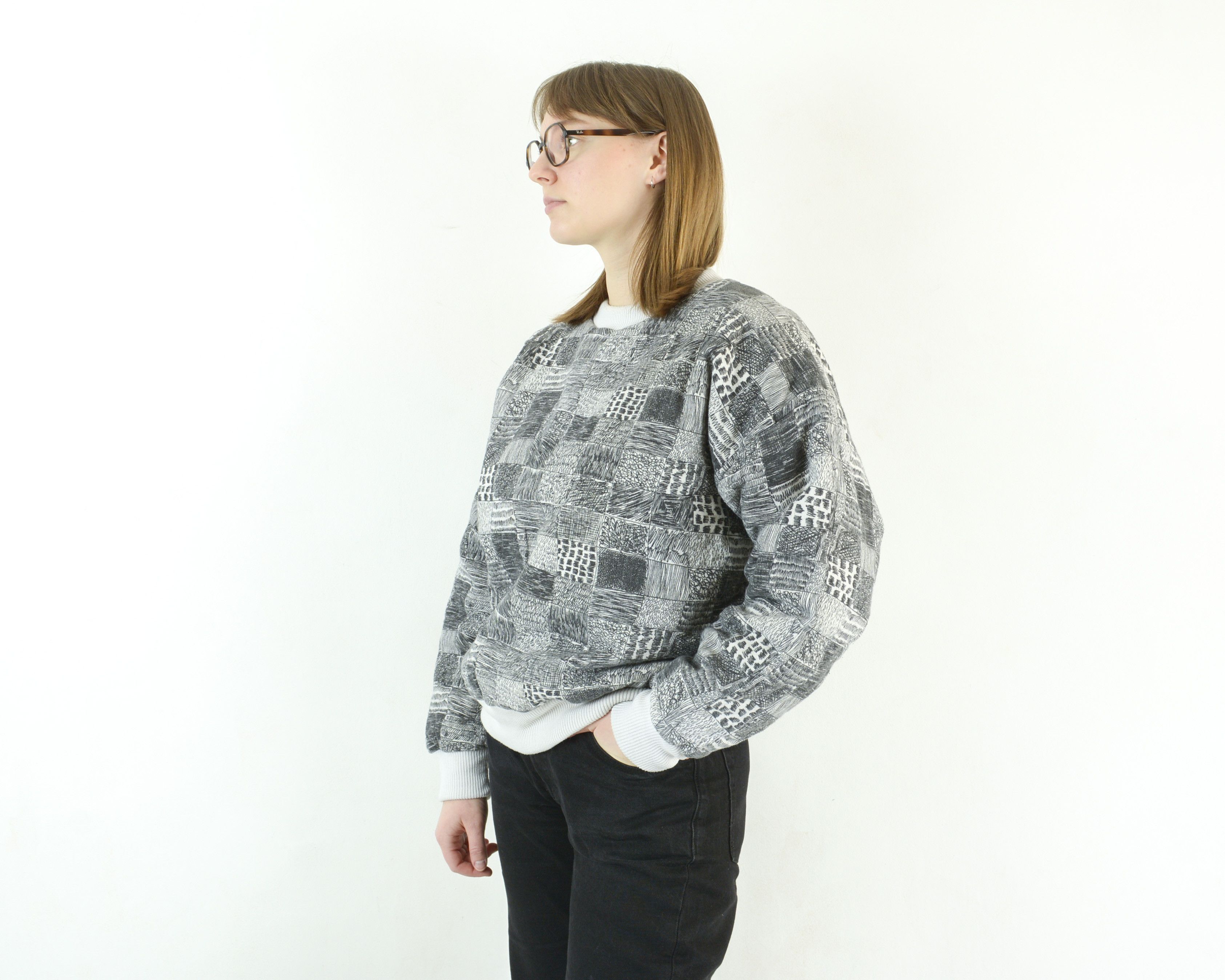 Art Comes First × Vintage Patterned Jumper Thick Sweatshirt Pullover Jacket Top Casual Size L / US 10 / IT 46 - 3 Thumbnail